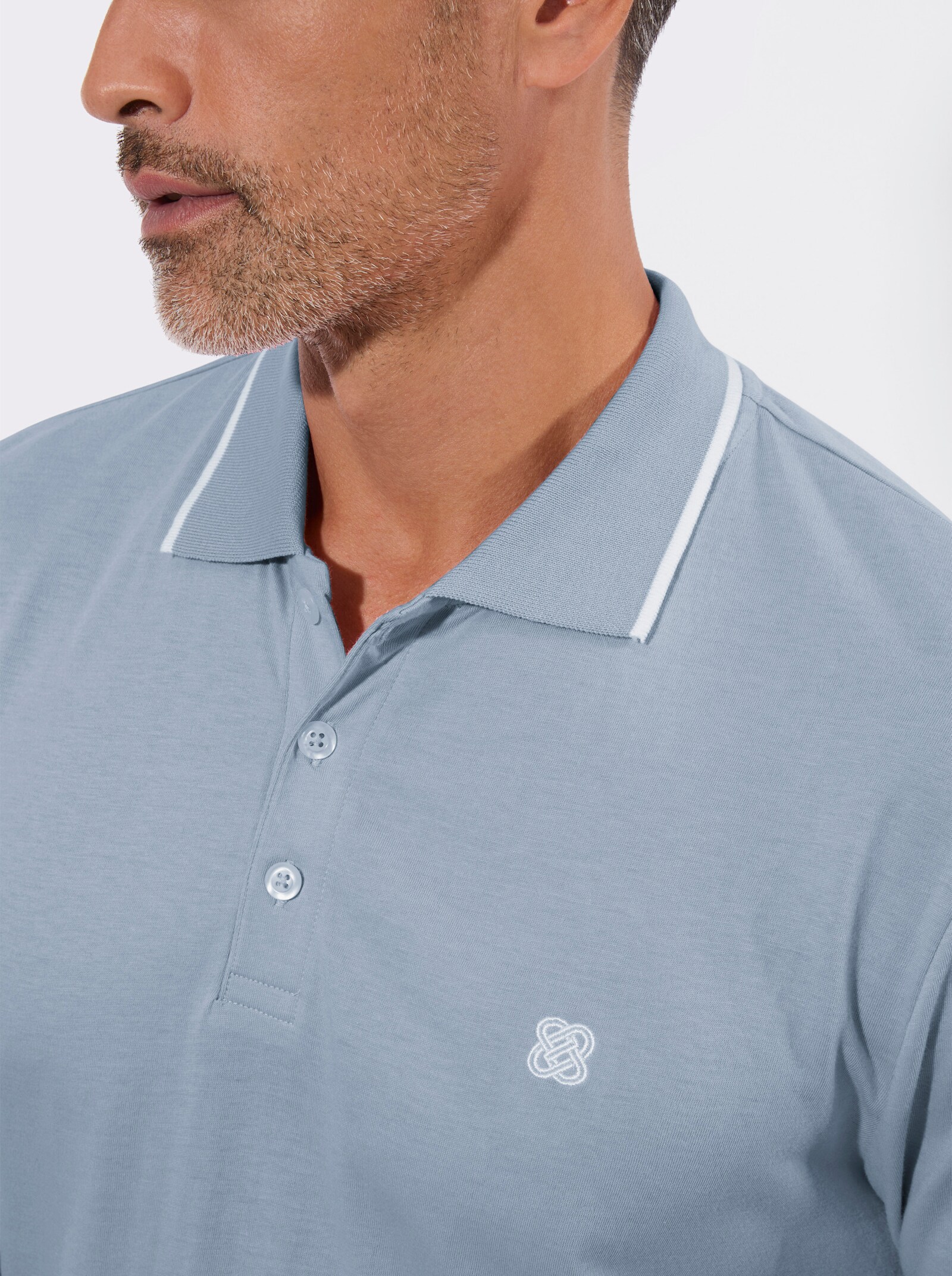 Poloshirt mit Kontrast-Details - eisblau