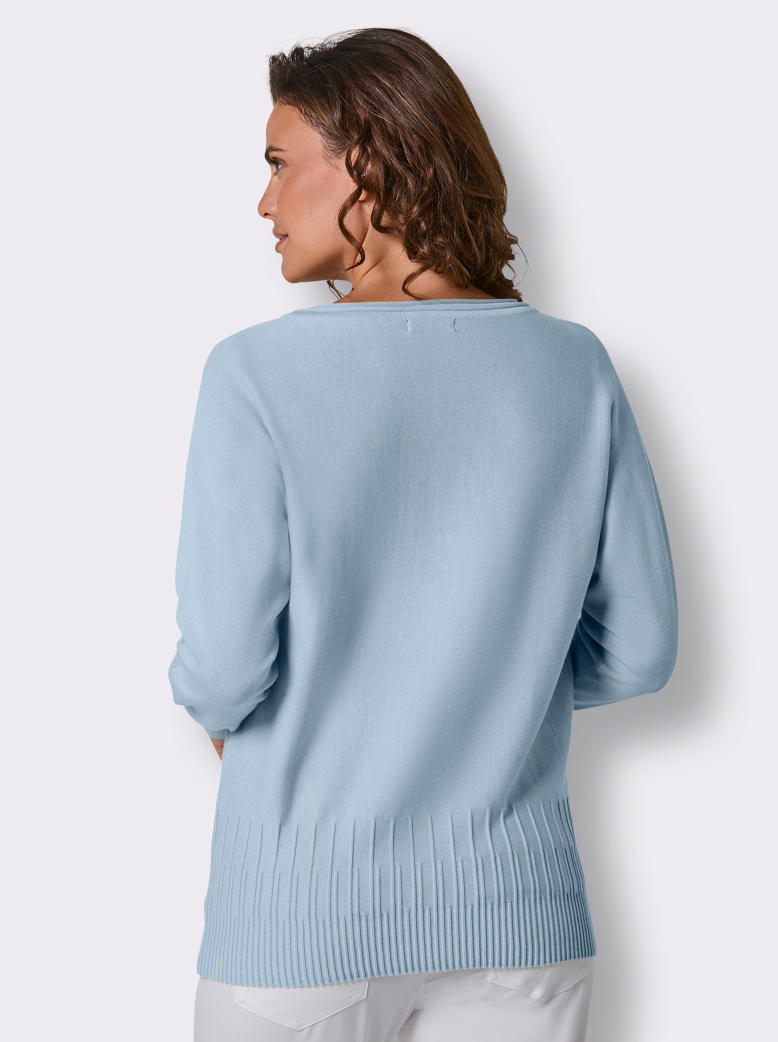 CREATION L PREMIUM Feinstrickjacke mit Fledermaus-Ärmeln - eisblau
