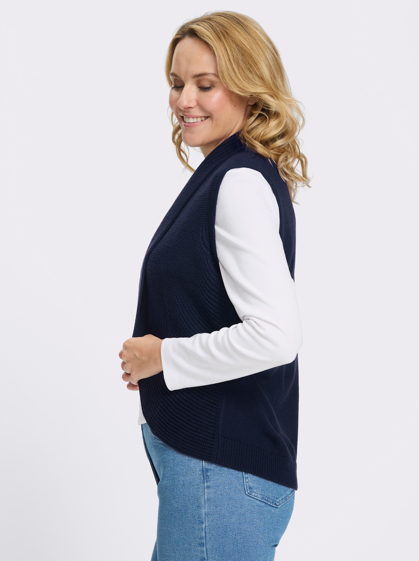 Strickweste mit Schalkragen - marine