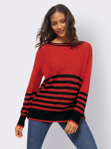 heine Pullover - rot-schwarz-gestreift