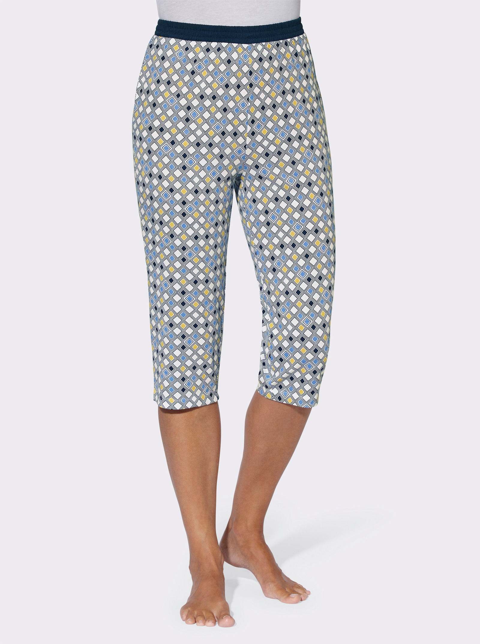 Capri-Schlafanzughose mit Rundum-Dehnbund, bedruckt - himmelblau-bedruckt