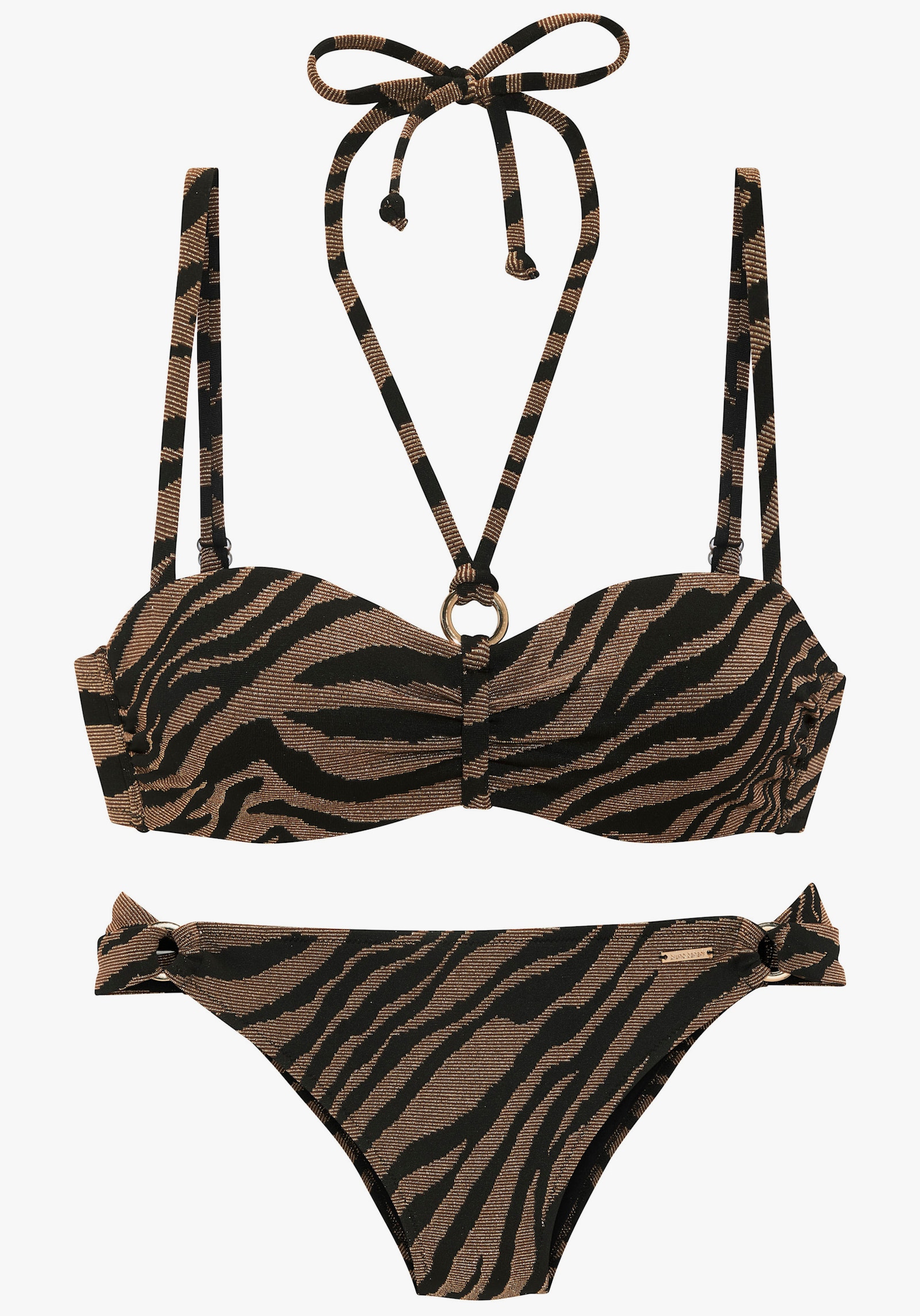 Bruno Banani Bügel-Bandeau-Bikini - schwarz-gold