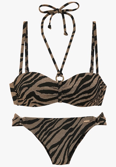 Bruno Banani Bügel-Bandeau-Bikini - schwarz-gold