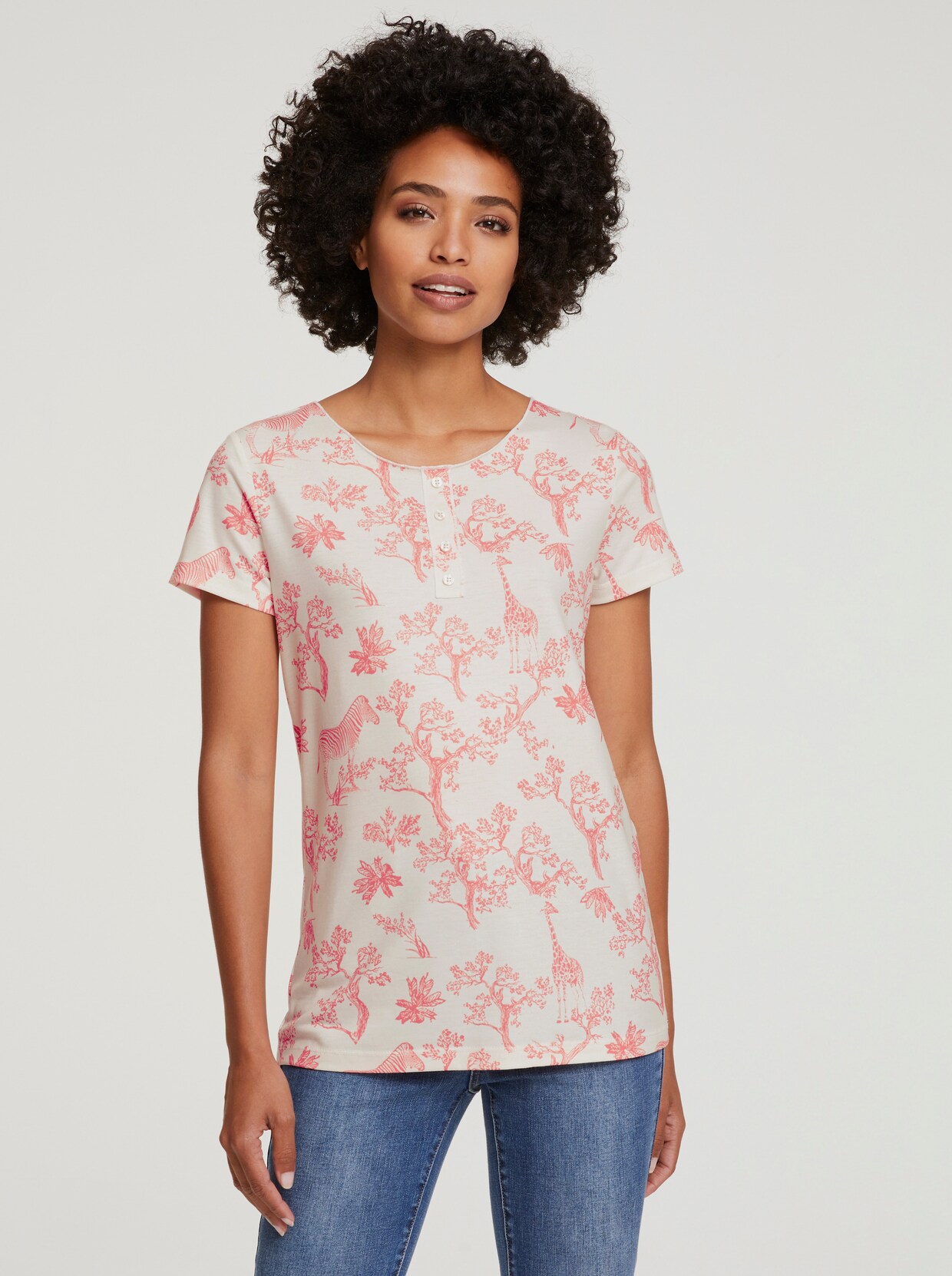 heine Druck-Shirt - champagner-koralle