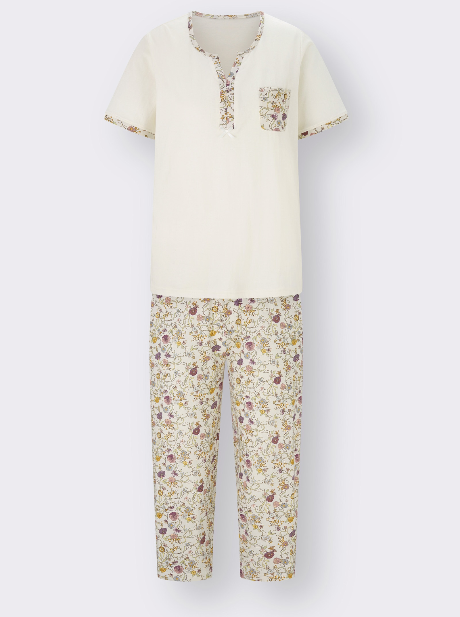 wäschepur Pyžamo z čisté bavlny - šampaňská-potisk