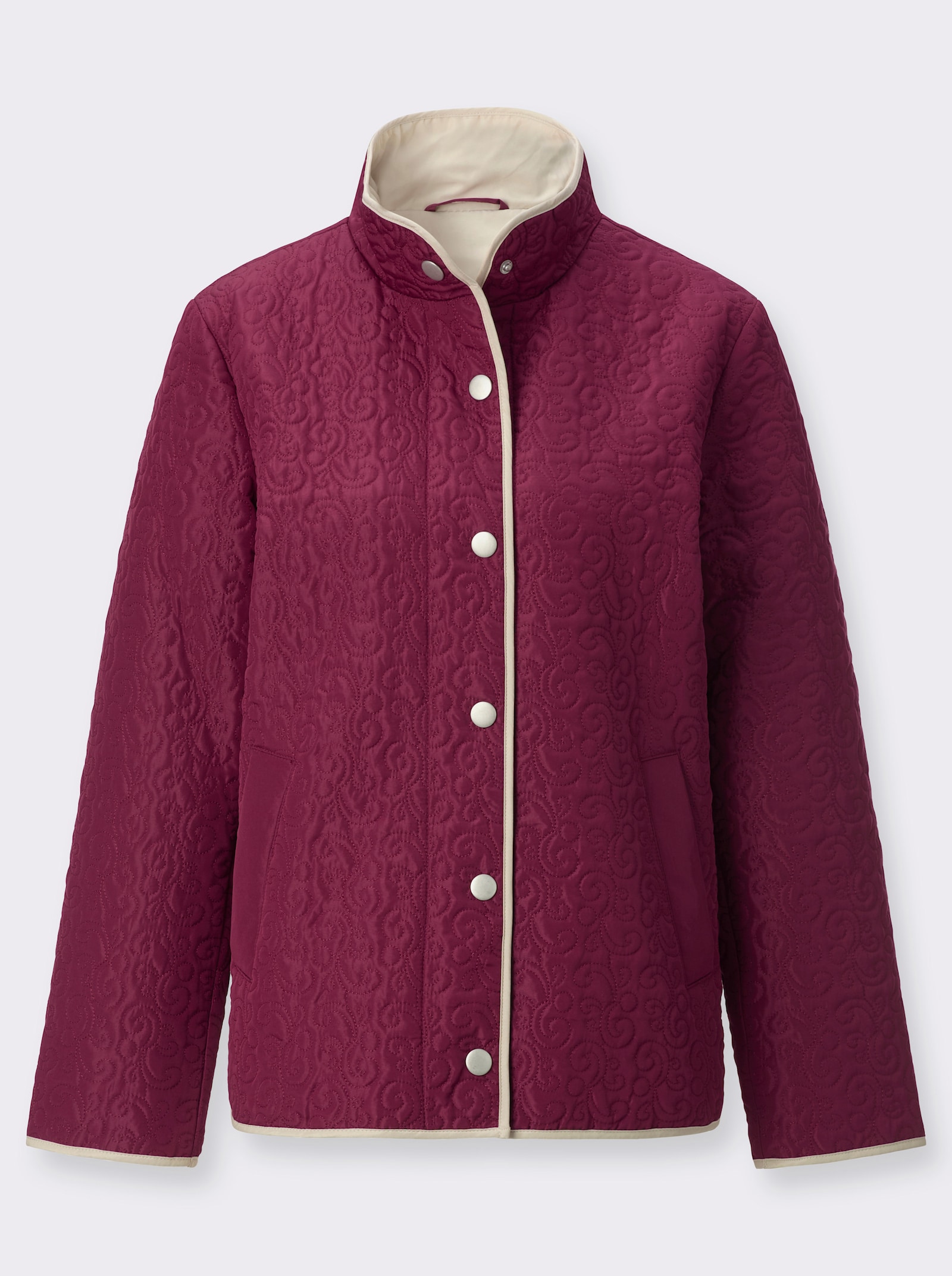 Steppjacke mit Kontrast-Paspelierung - bordeaux