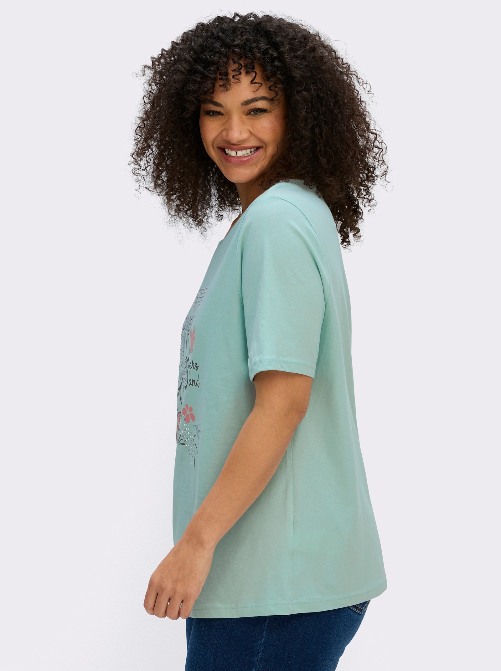 T-Shirt mit Schmetterlings-Druck - kalkmint