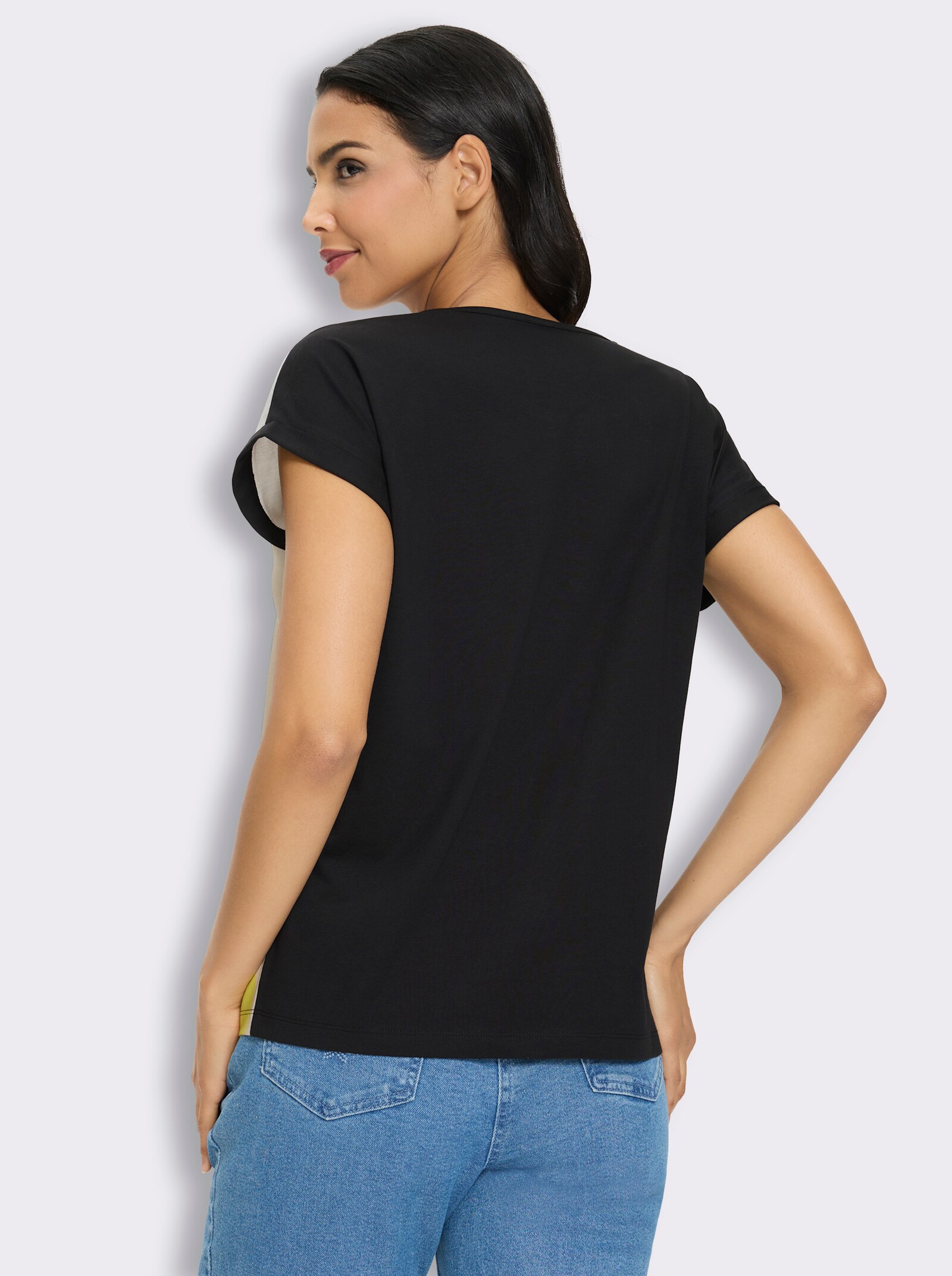 Kurzarmshirt mit Grafik-Dessin - pistazie-schwarz-bedruckt