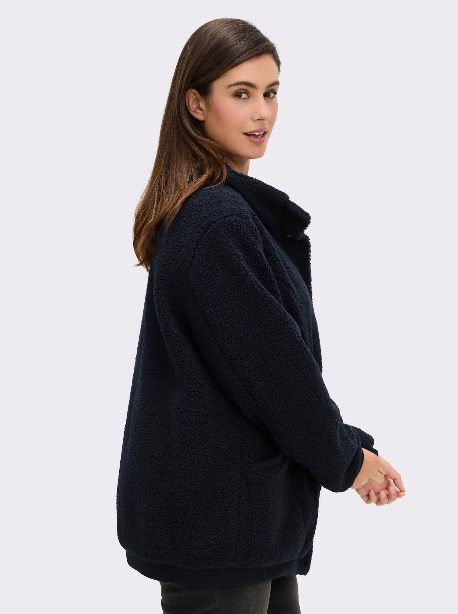 sheego Blouson aus Teddyfleece - tiefblau