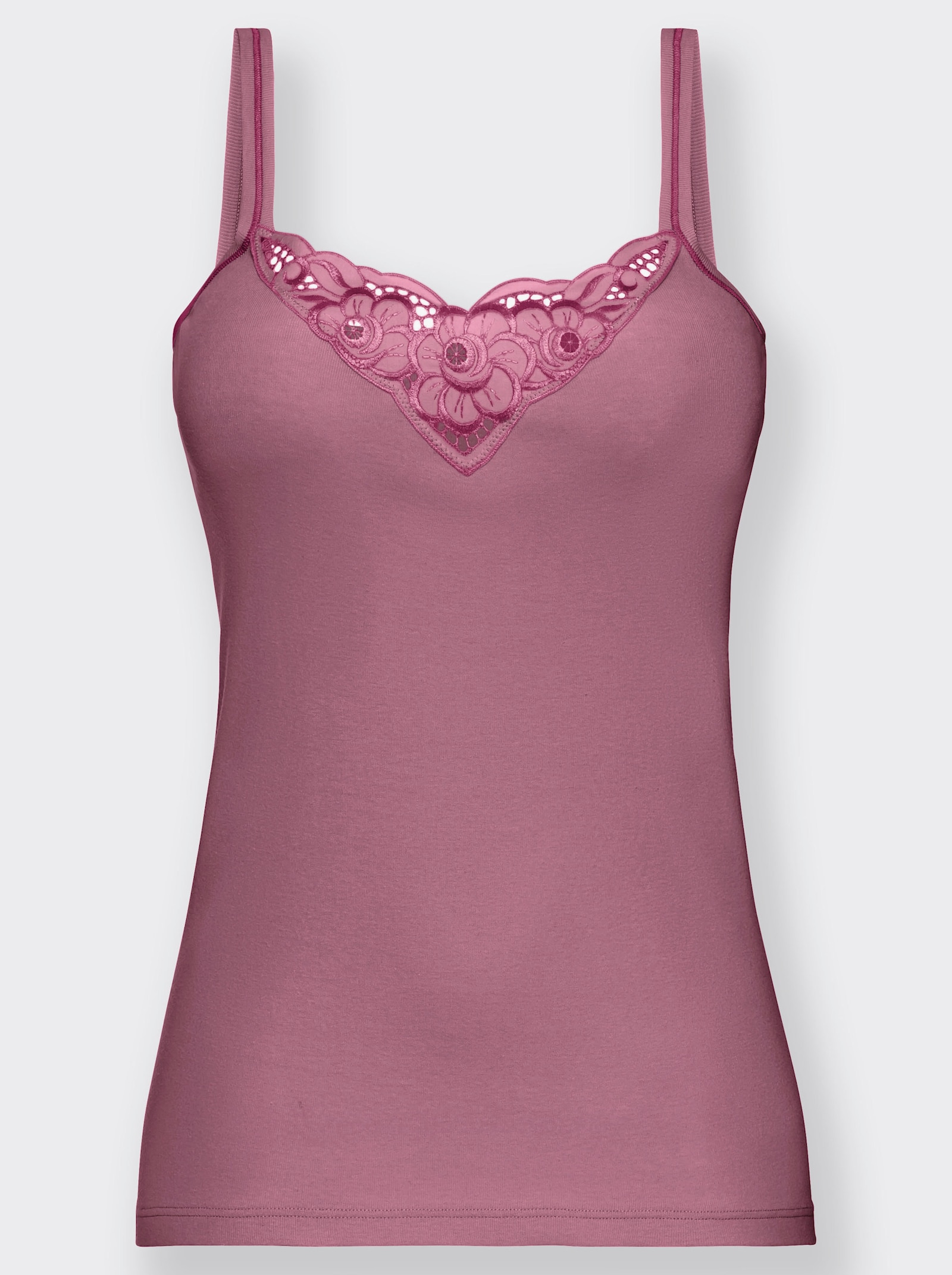 wäschepur Trägerhemd mit Batist-Motiv - beere + bleu + mint