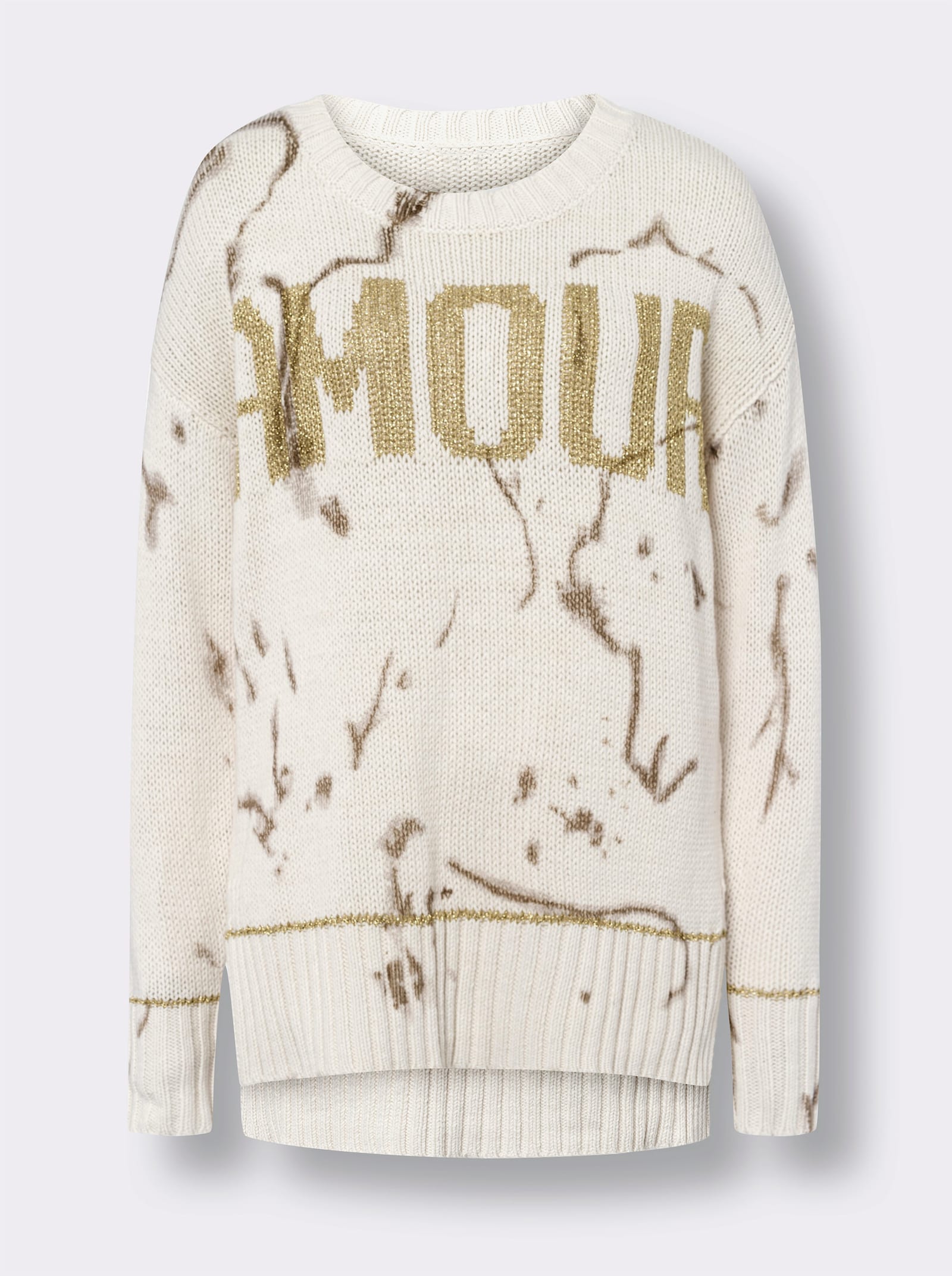 heine Strickpullover mit Schriftzug - sand-gemustert