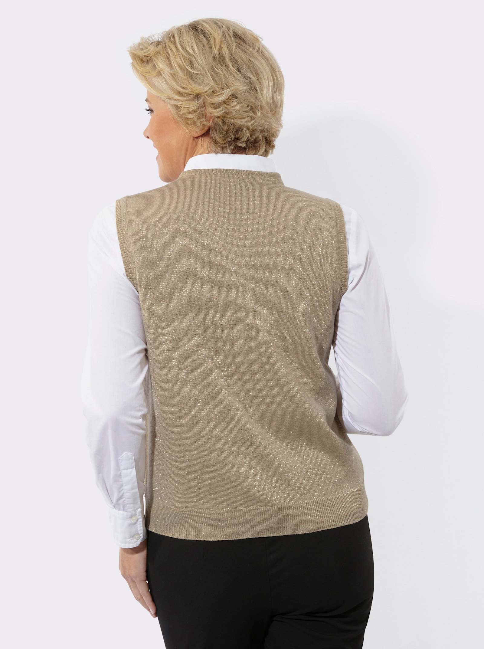 Pullunder mit Glanzgarn - sand-goldfarben-meliert