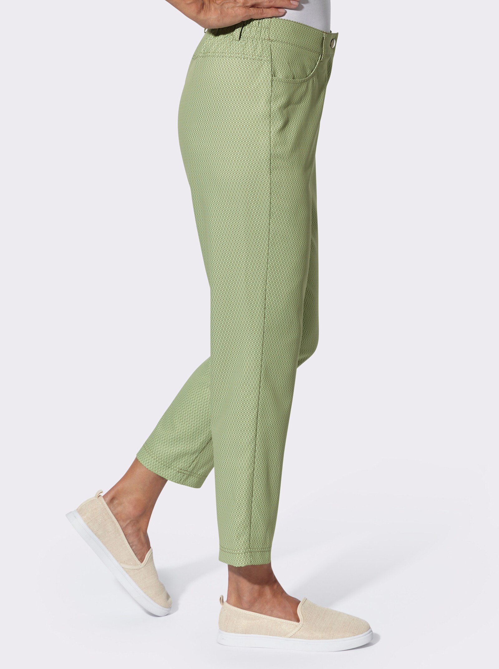 7/8-Hose im Minimal-Muster - khaki-bedruckt