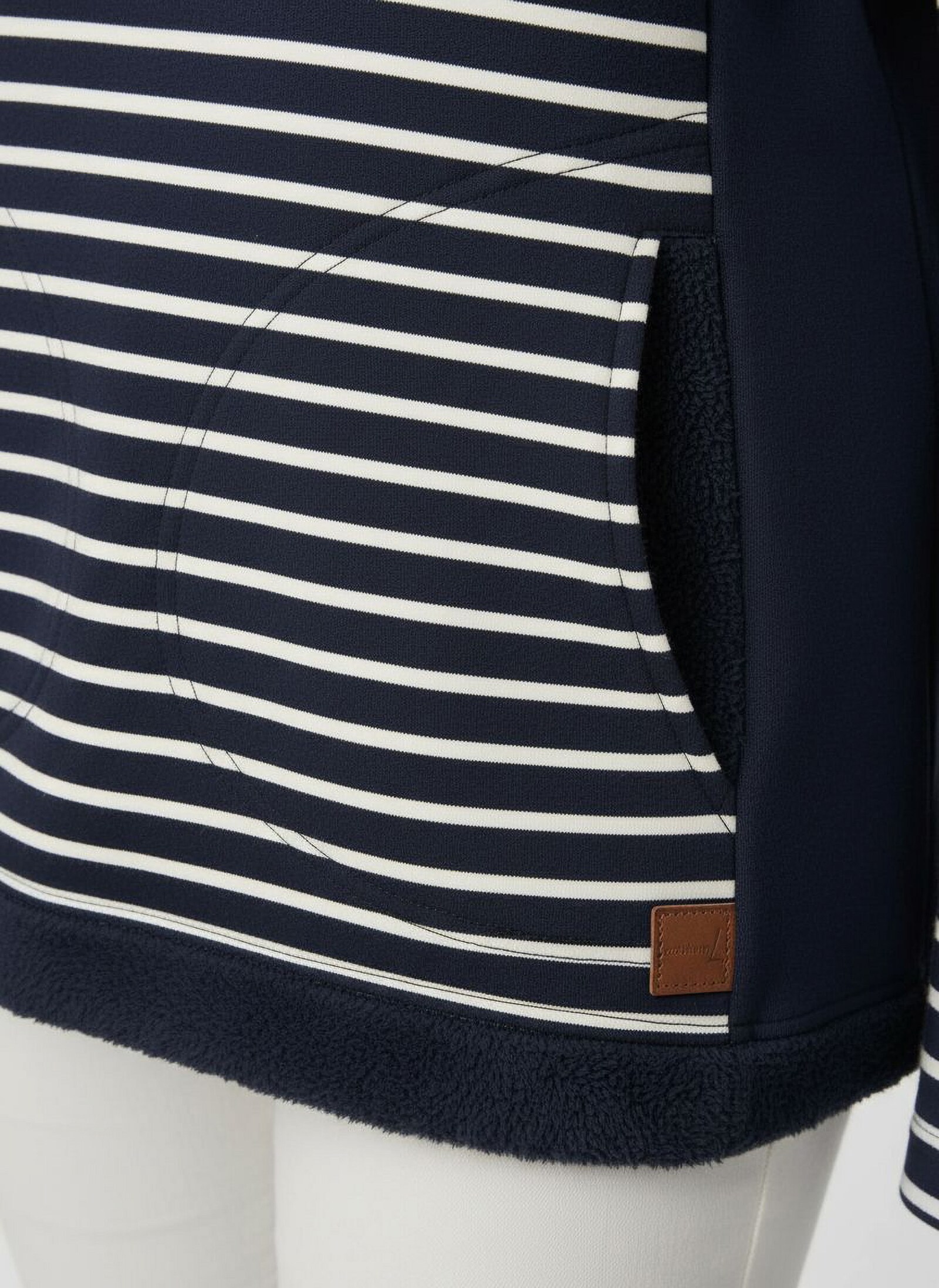 Kapuzensweatshirt mit 2 Nahttaschen - marine-ecru-geringelt