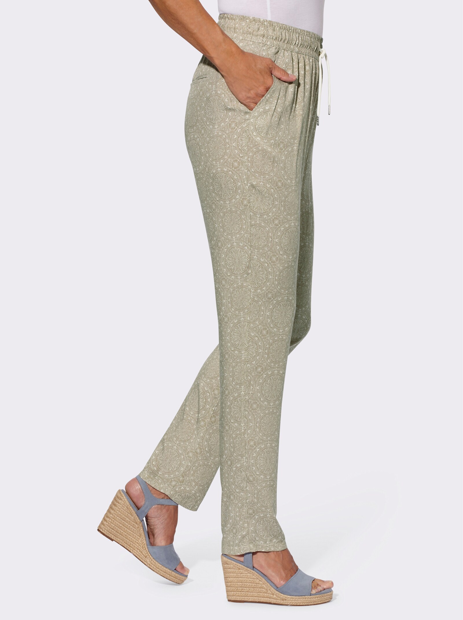 Schlupfhose mit Mandala-Druck - schlamm-champagner-bedruckt