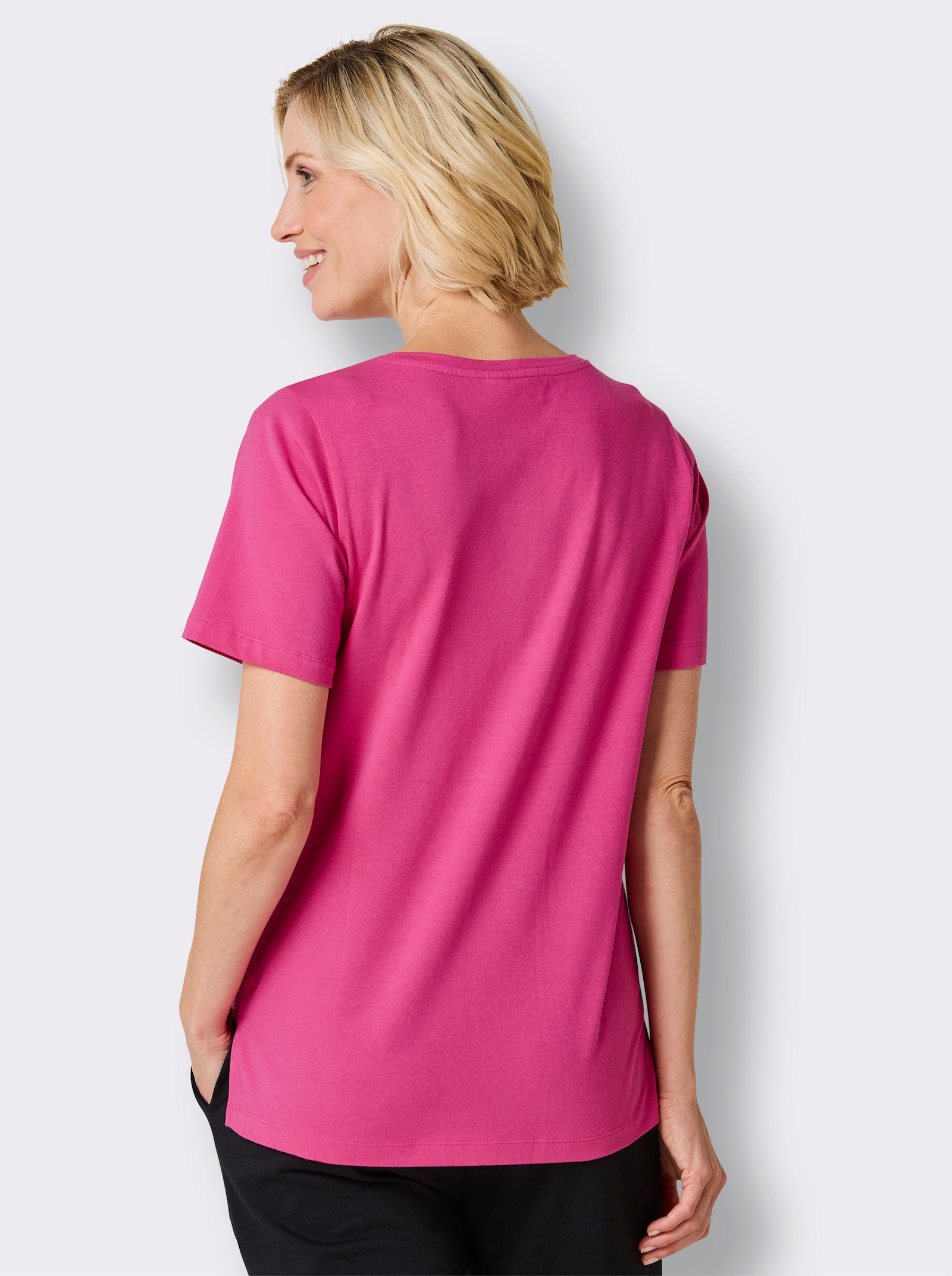 Catamaran Sports Freizeitshirt , hinten modisch länger - fuchsia