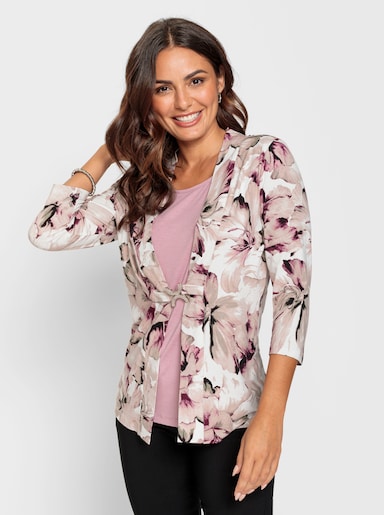 2-in-1-Shirt in Stretch-Qualität - hortensie-sesam-bedruckt