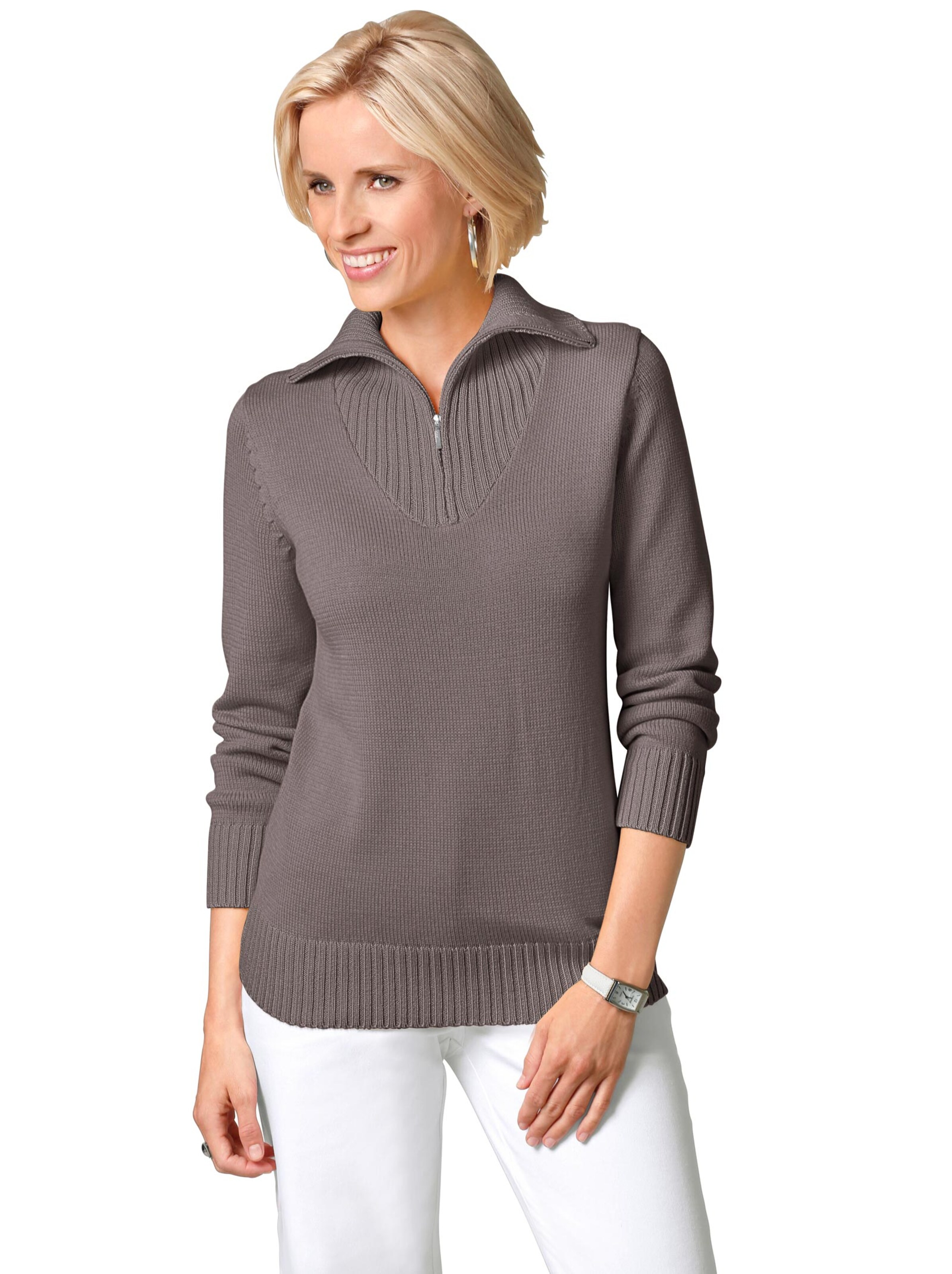 Pullover - taupe-meliert