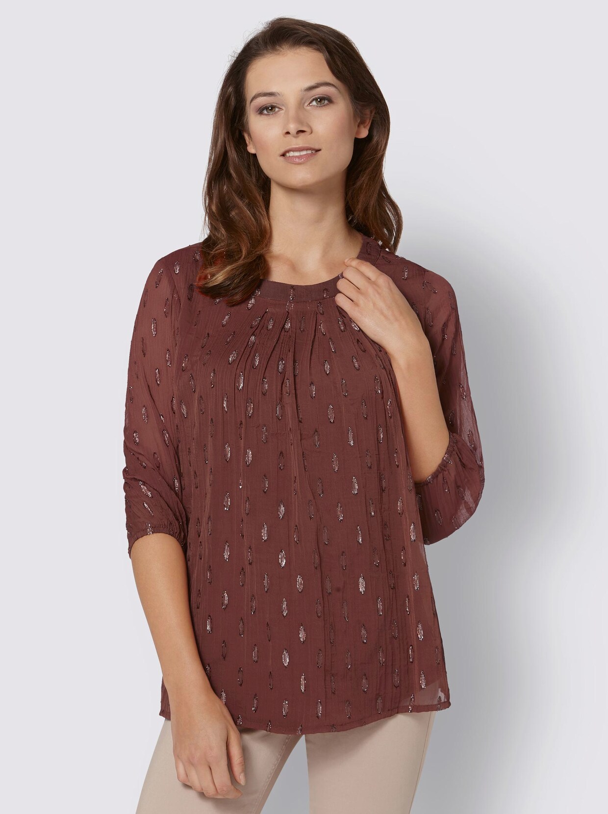 Chiffonblouse - roodbruin