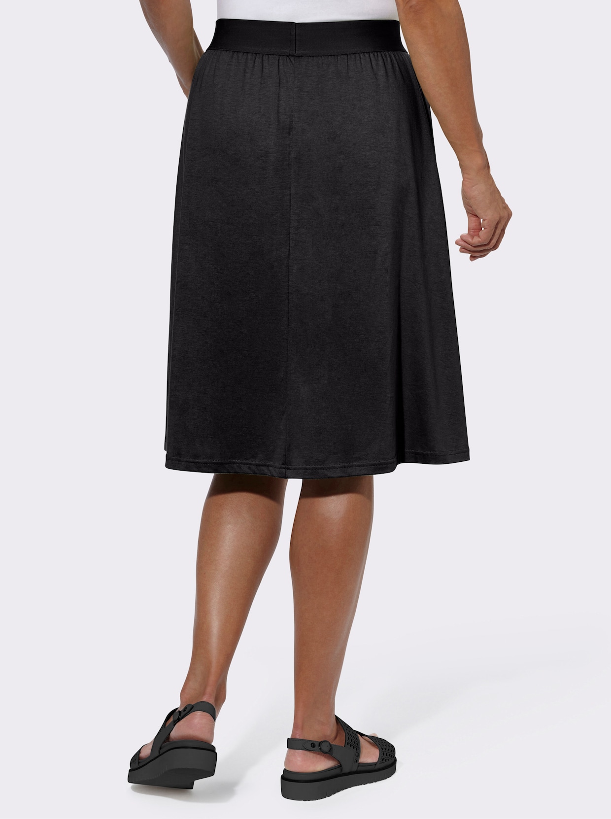 Džersejová sukňa - Čierna + čierno-biela potlač