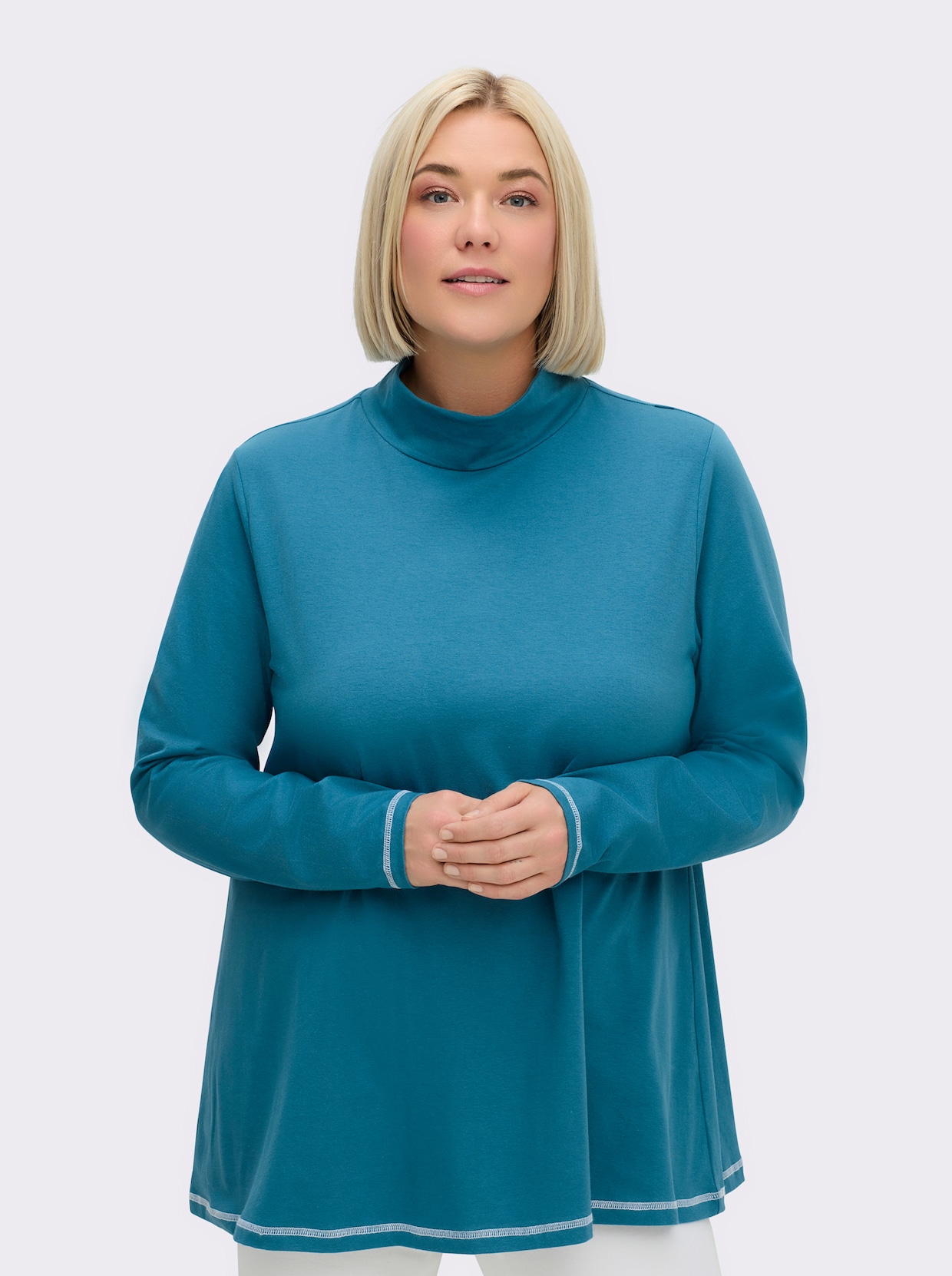 sheego Rollkragenshirt - topas-ecru