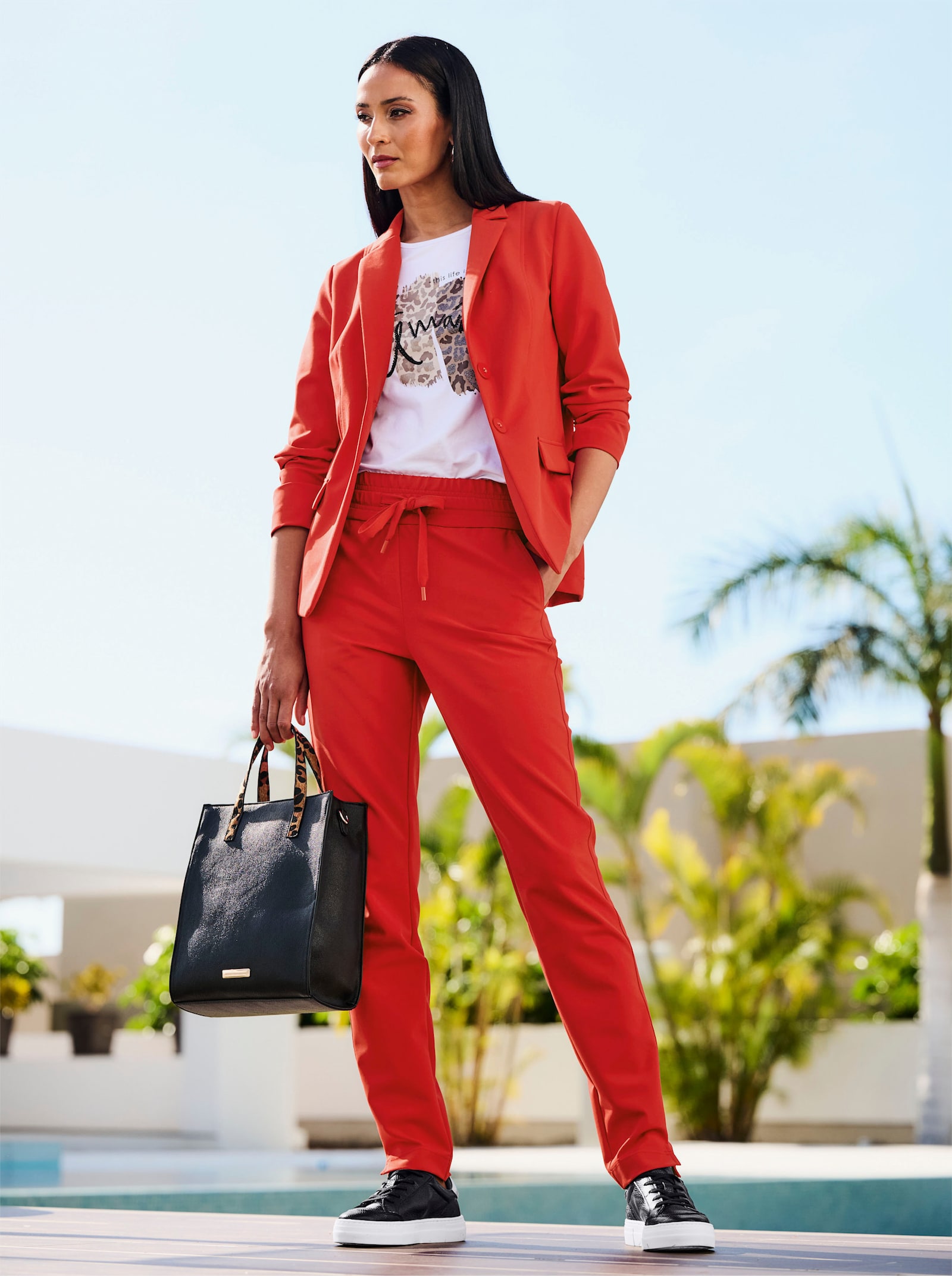 heine Hosenanzug mit breitem Rundum-Dehnbund - rot