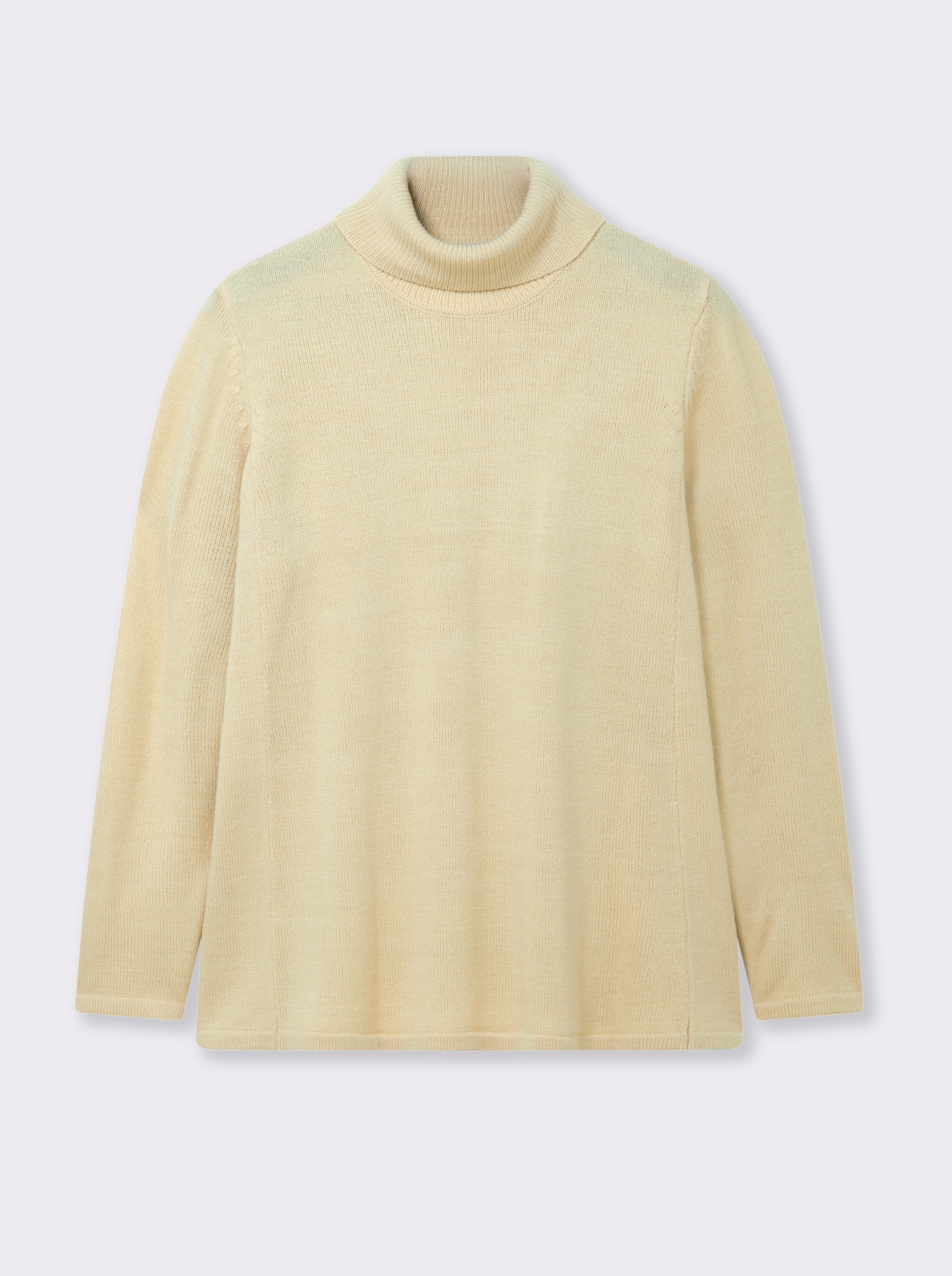 sheego Rollkragenpullover in A-Linie - sand