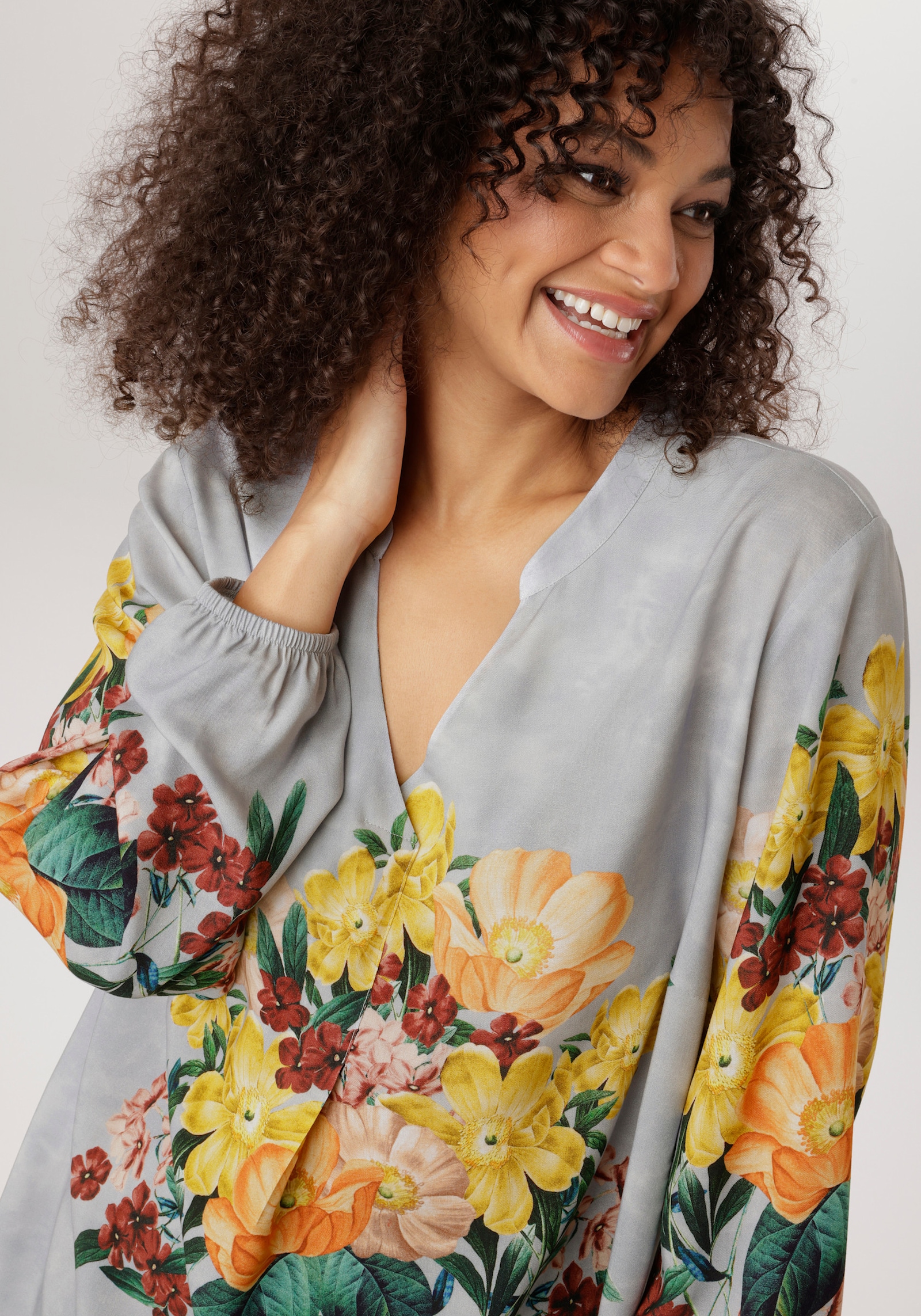 Aniston PLUS Schlupfbluse - hellblau-bedruckt