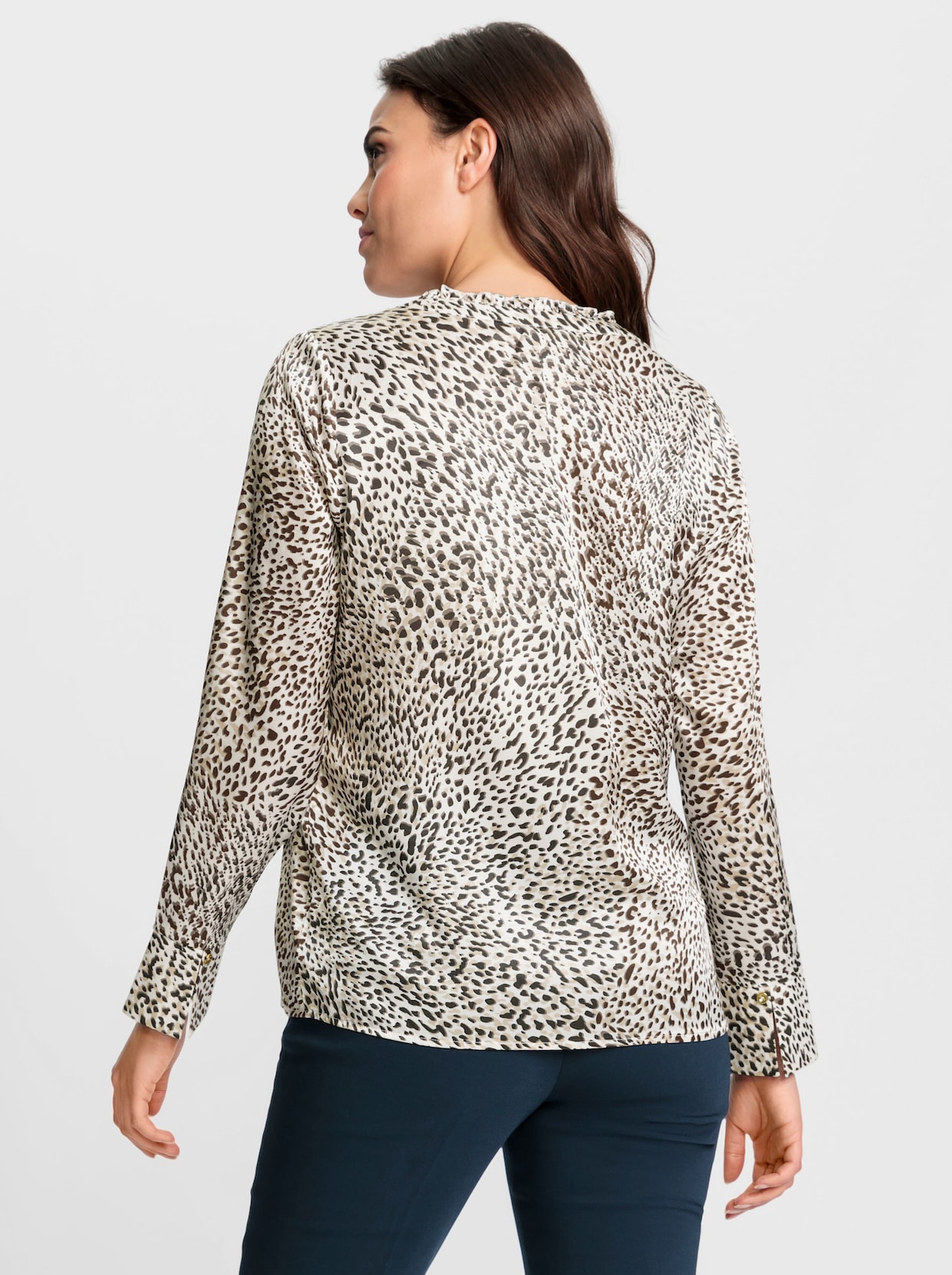 heine Blouse met lange mouwen - ivoor/choco bedrukt