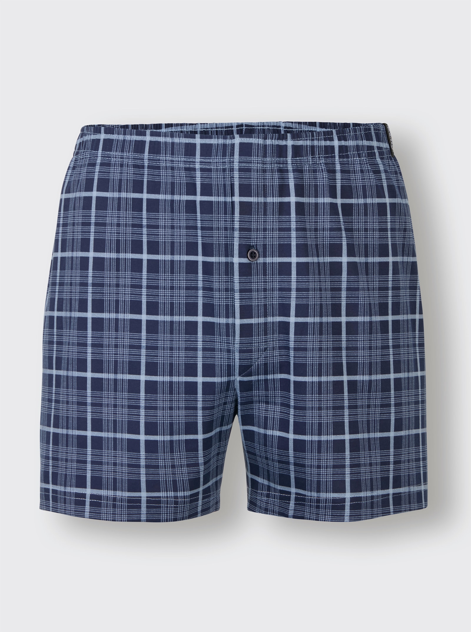 Boxershorts - bleu-bedruckt + marine-kariert
