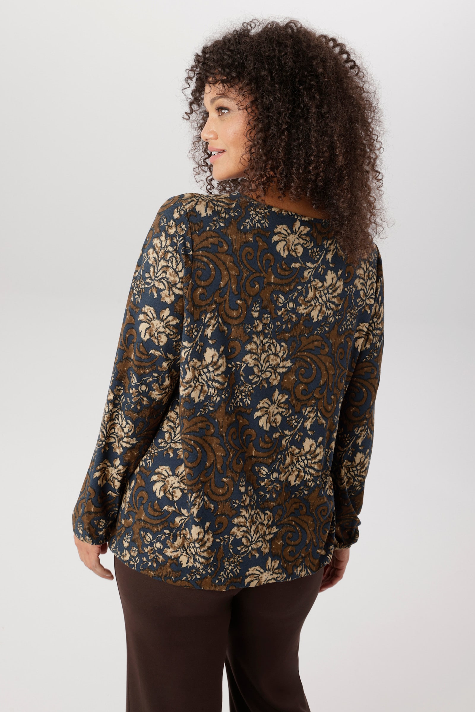 Aniston PLUS Langarmshirt - marine-braun-beige