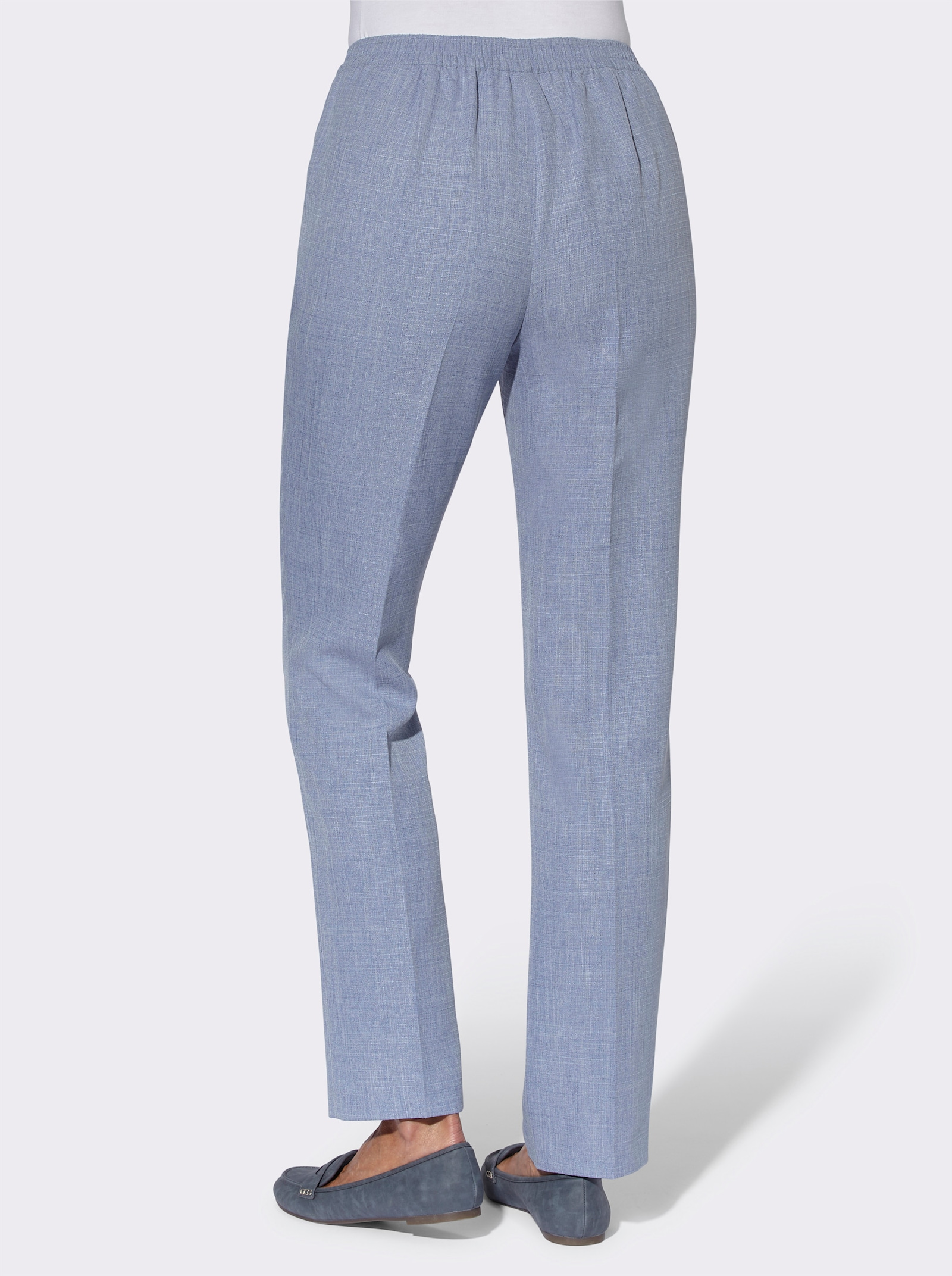 Schlupfhose mit Zierschnalle - taubenblau-meliert