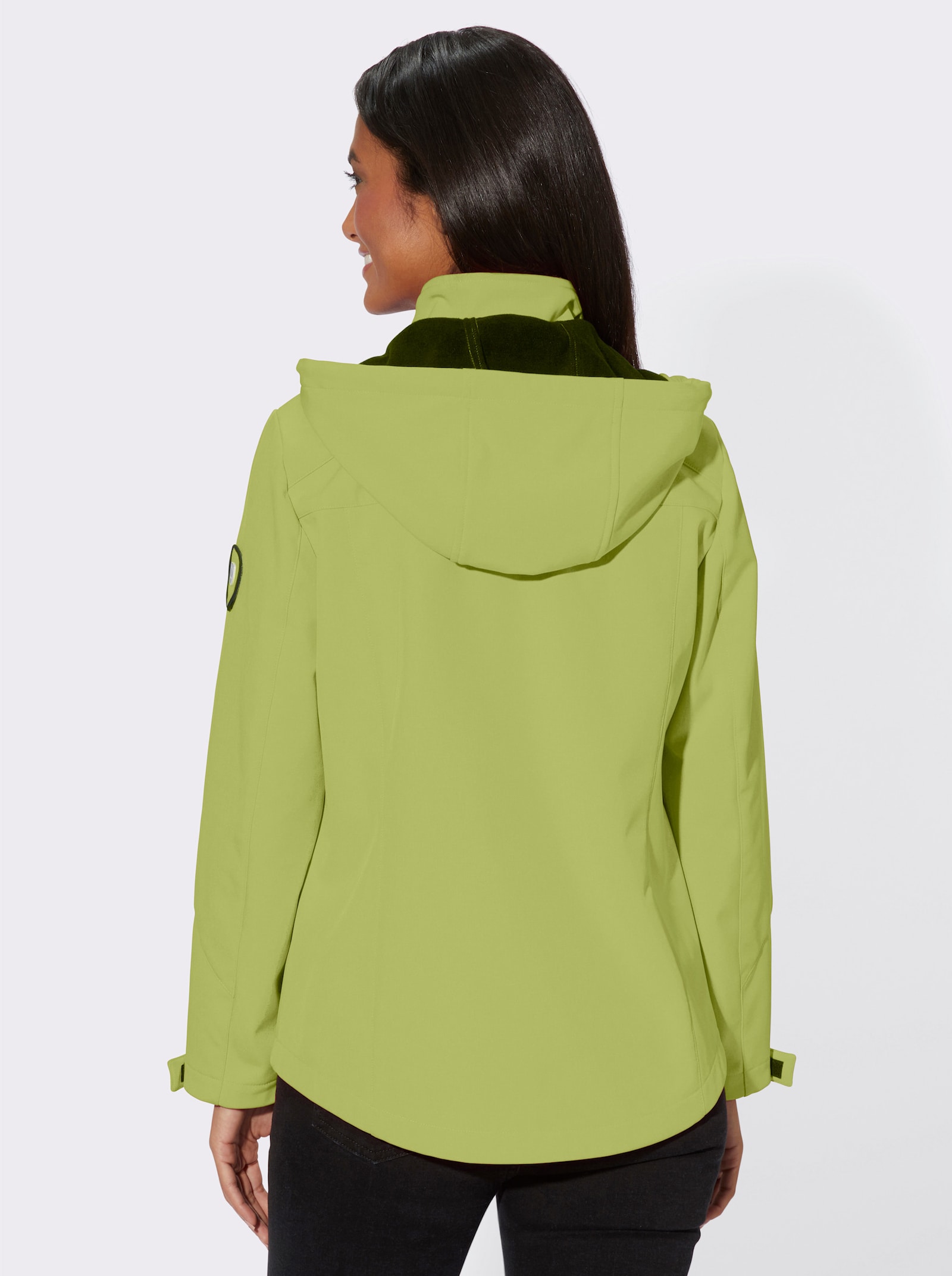 Softshelljacke mit Fleece gefüttert - kiwi-weiß-meliert