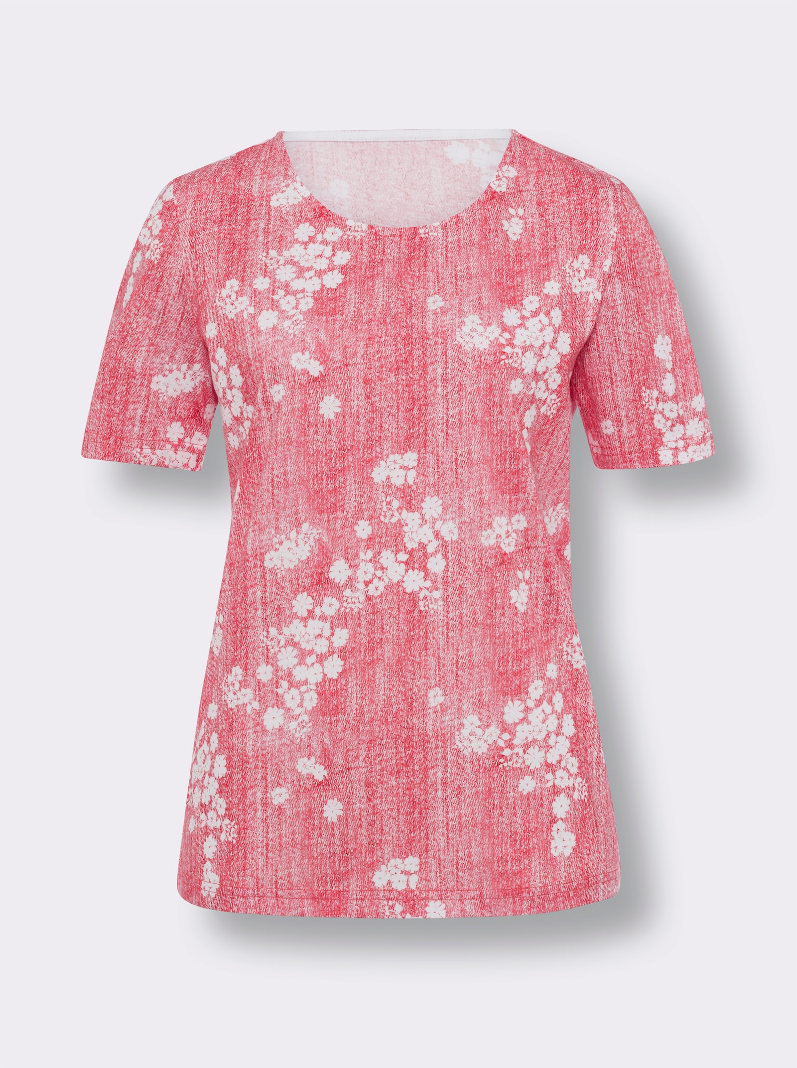 Kurzarmshirt in Jeans-Optik - hummer-weiß-bedruckt