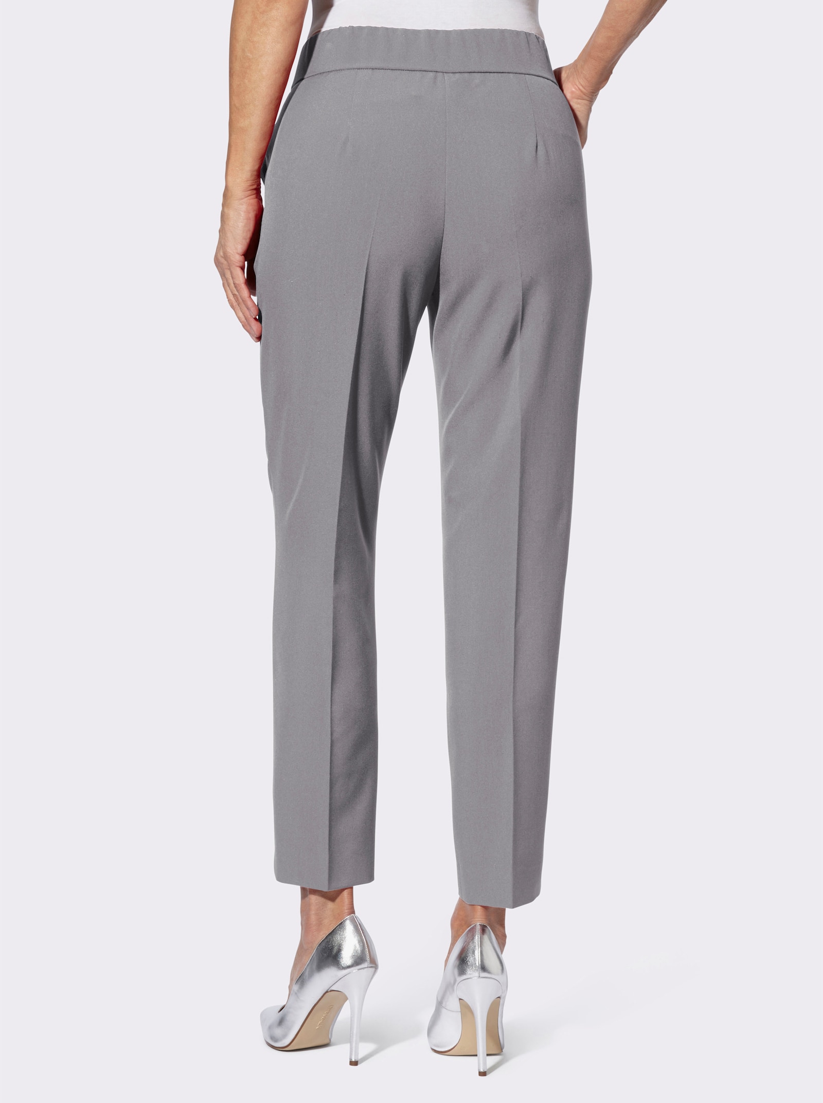 Bügelfaltenhose mit seitlichem Verschluss - steingrau