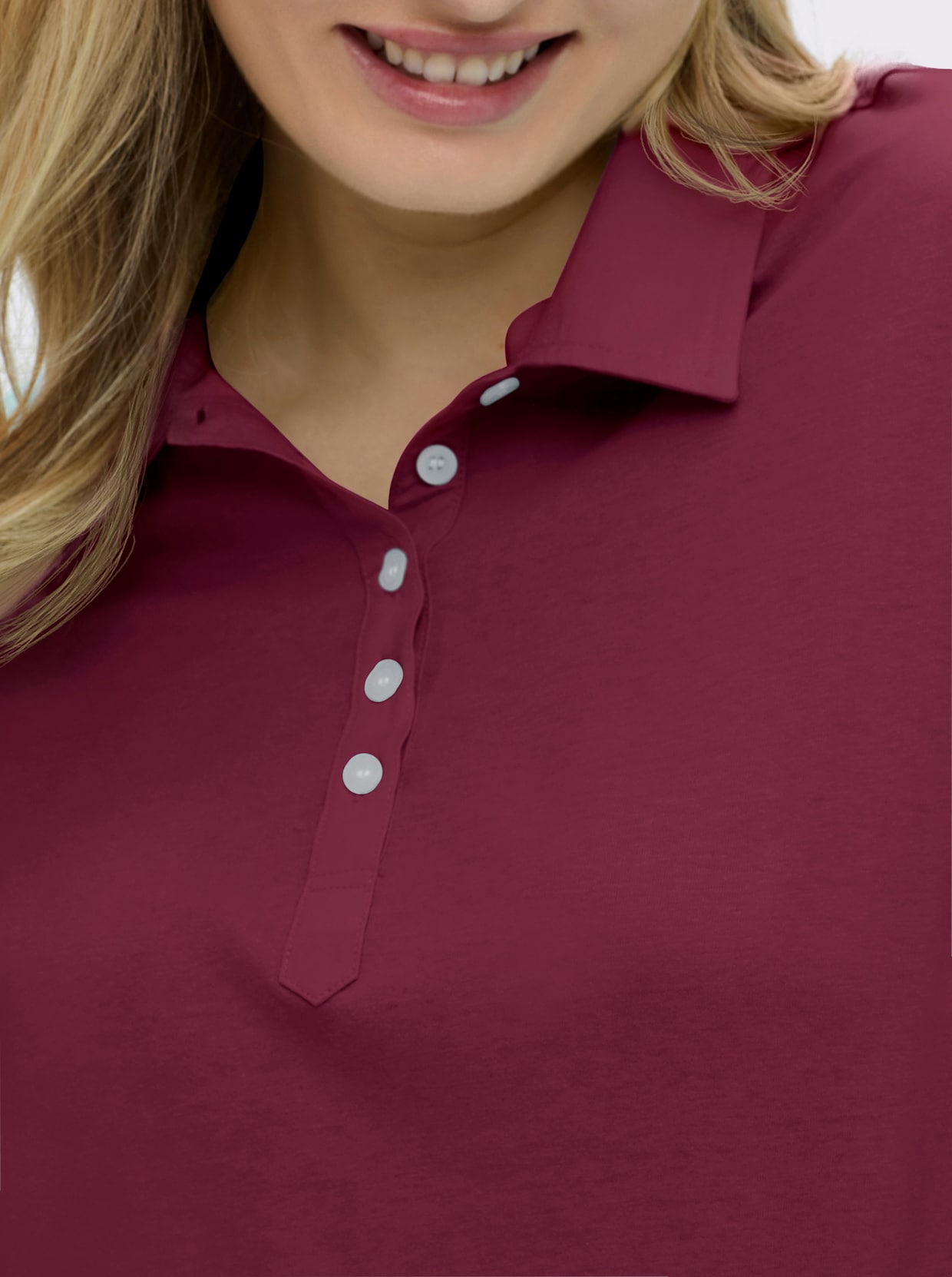 Langarm-Poloshirt in reiner Baumwoll-Qualität - bordeaux