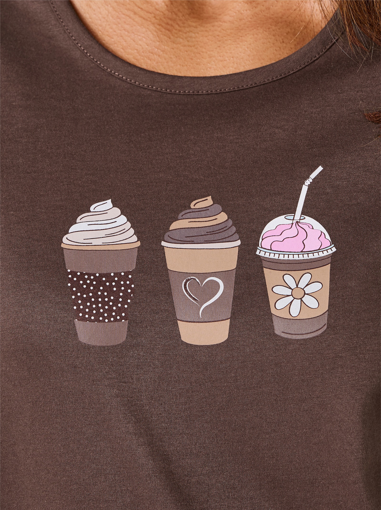 Comtessa Pyjama - chocolade/ecru bedrukt