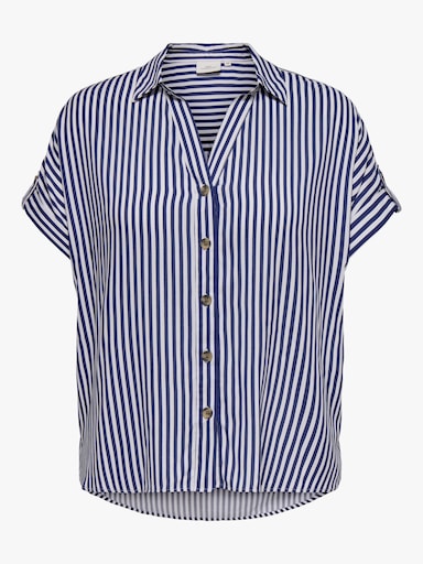 ONLY CARMAKOMA Kurzarmbluse - peacoat stripes:white