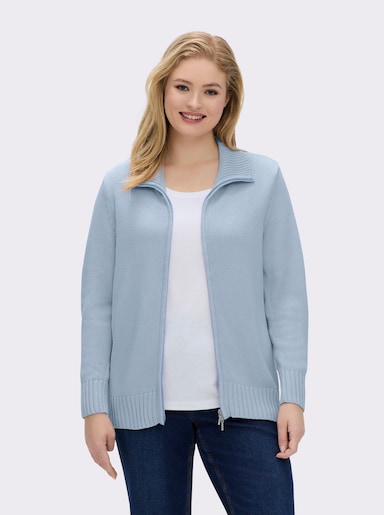 Strickjacke mit 2-Wege-Reißverschluss - eisblau