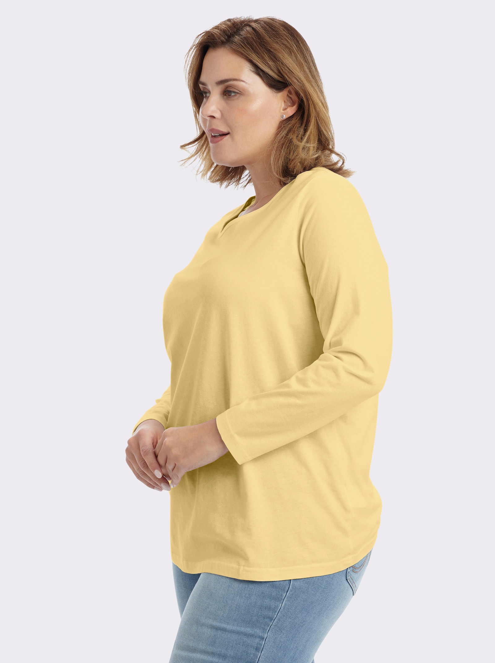 Langarmshirt in weiter Form - weiß