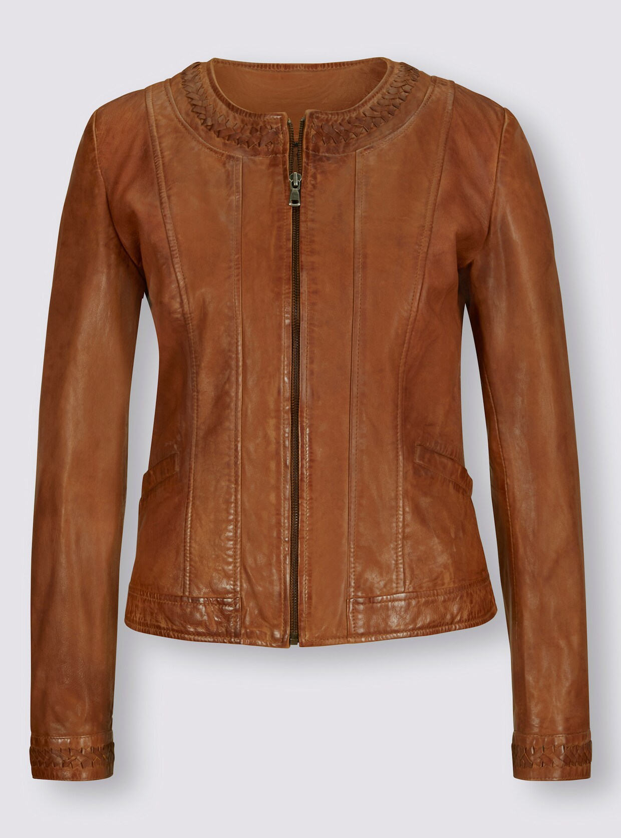 heine Leder-Jacke - cognac