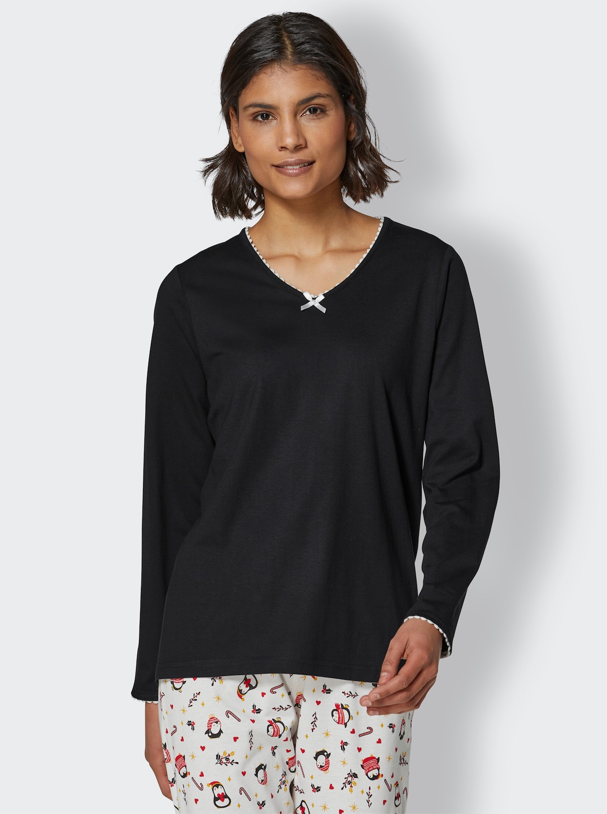 wäschepur Schlafanzug-Shirt - schwarz