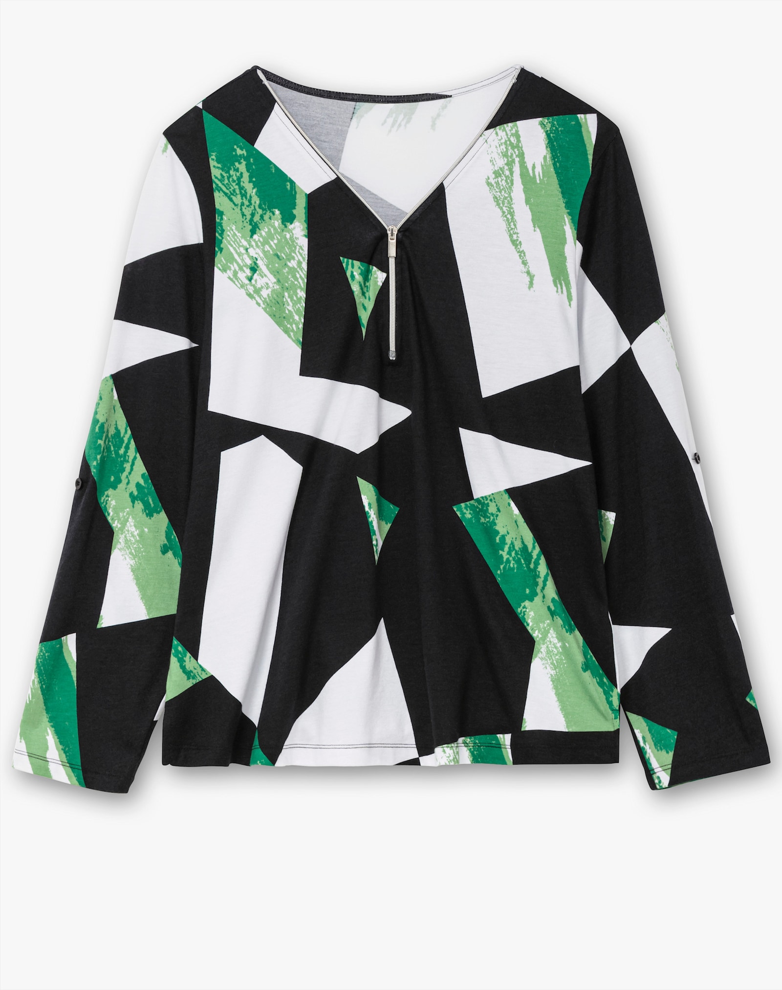 Shirt mit krempelbaren Ärmeln - schwarz-apfel-gemustert