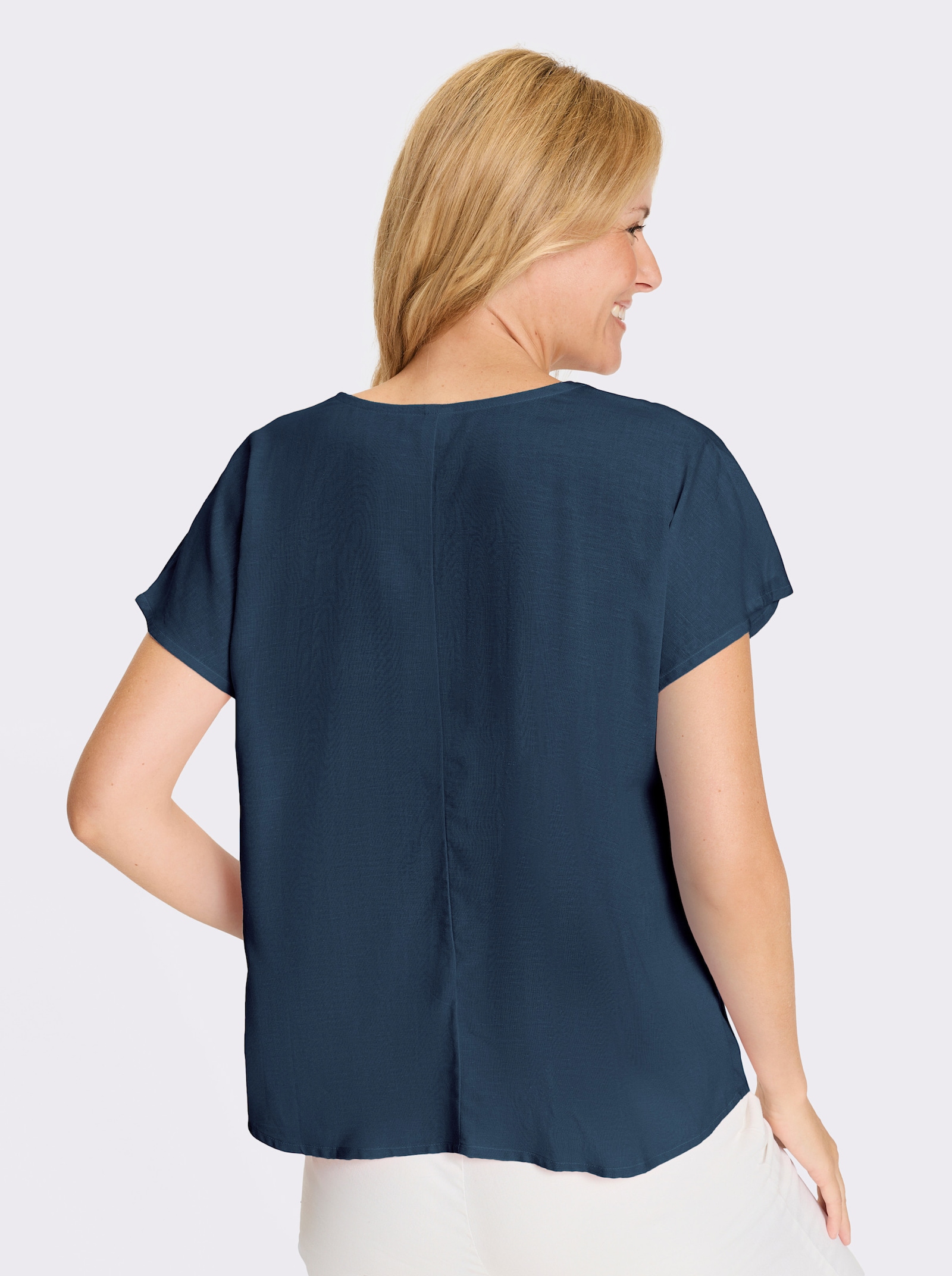 Navlékací halenka se záhybem vpředu - tmavěmodrá