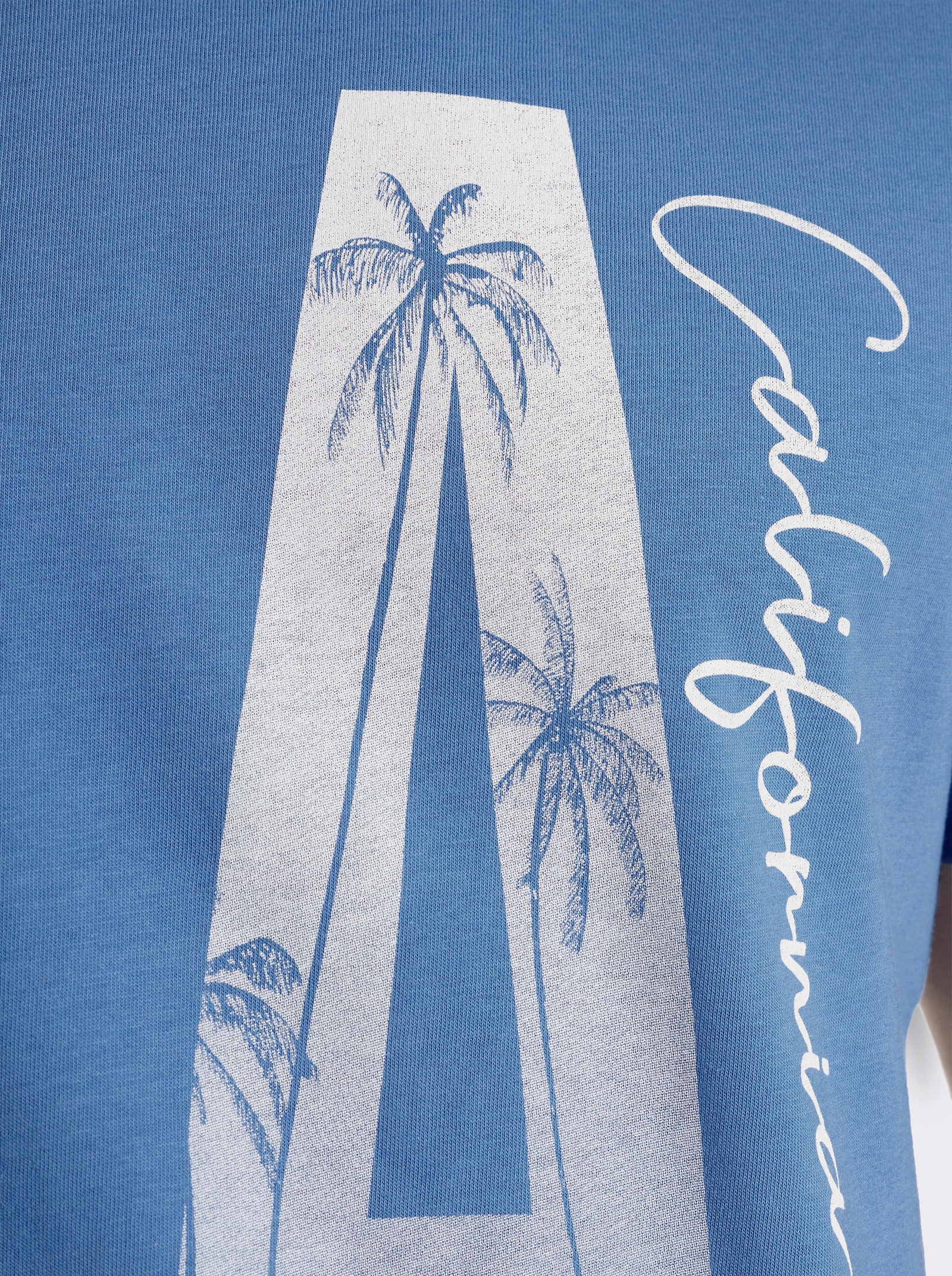 Marco Donati Kurzarmshirt mit kontrastfarbenem Print - mittelblau-bedruckt