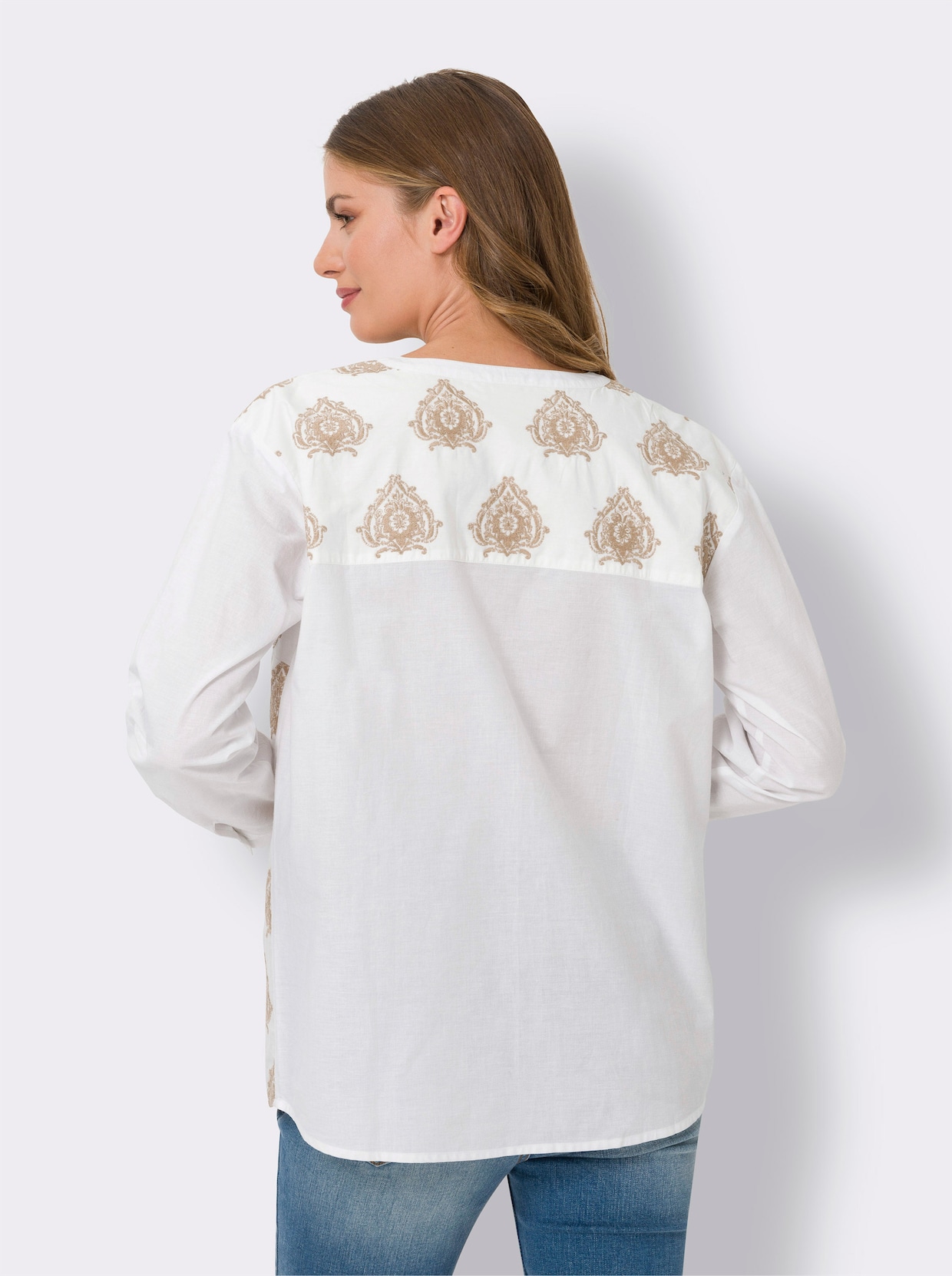 heine Blouse - ecru/camel gedessineerd