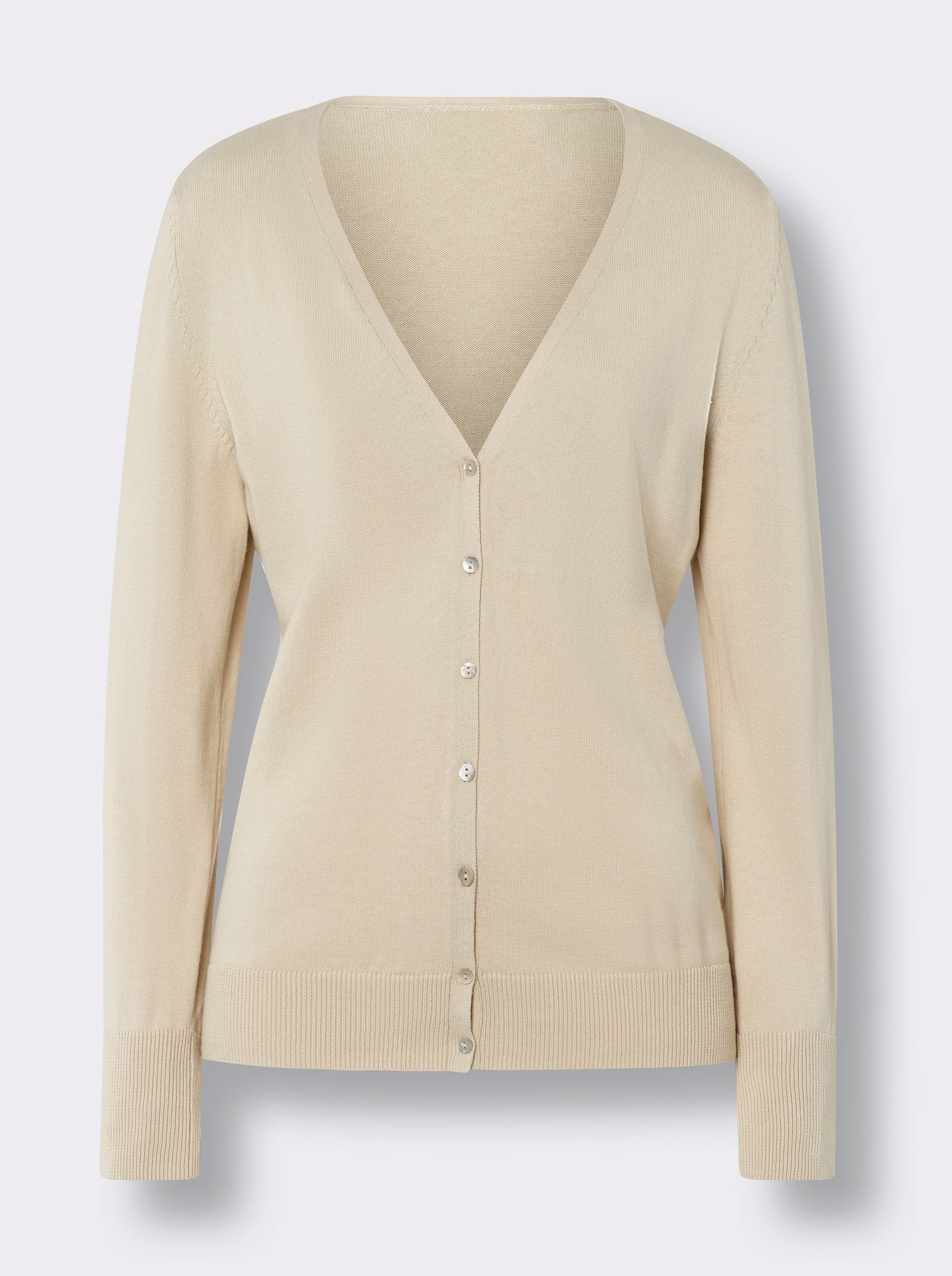 heine Pletený kabátek z jemného úpletu ve stylu kardiganu - písková