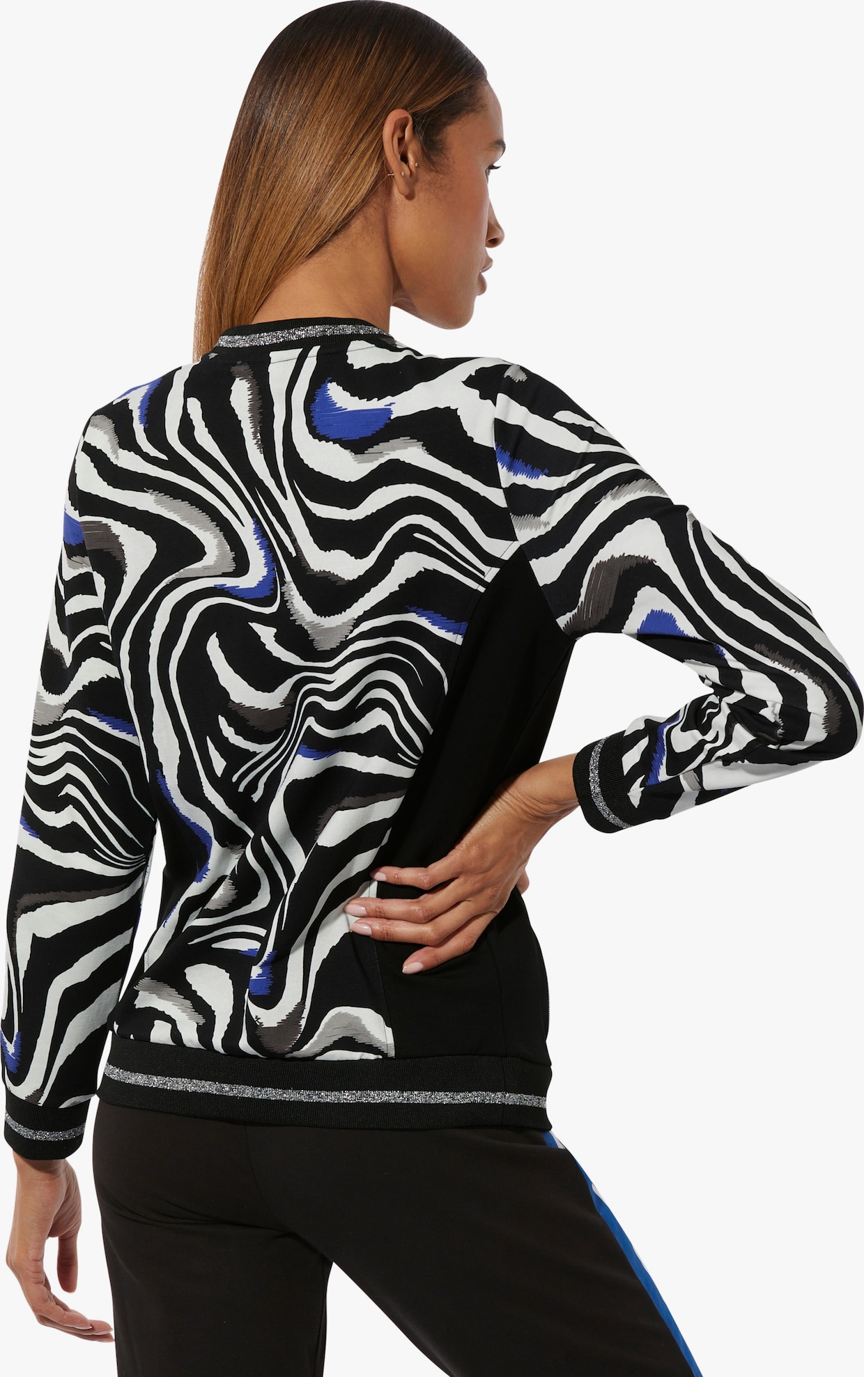feel good Jacke - schwarz-royalblau-bedruckt