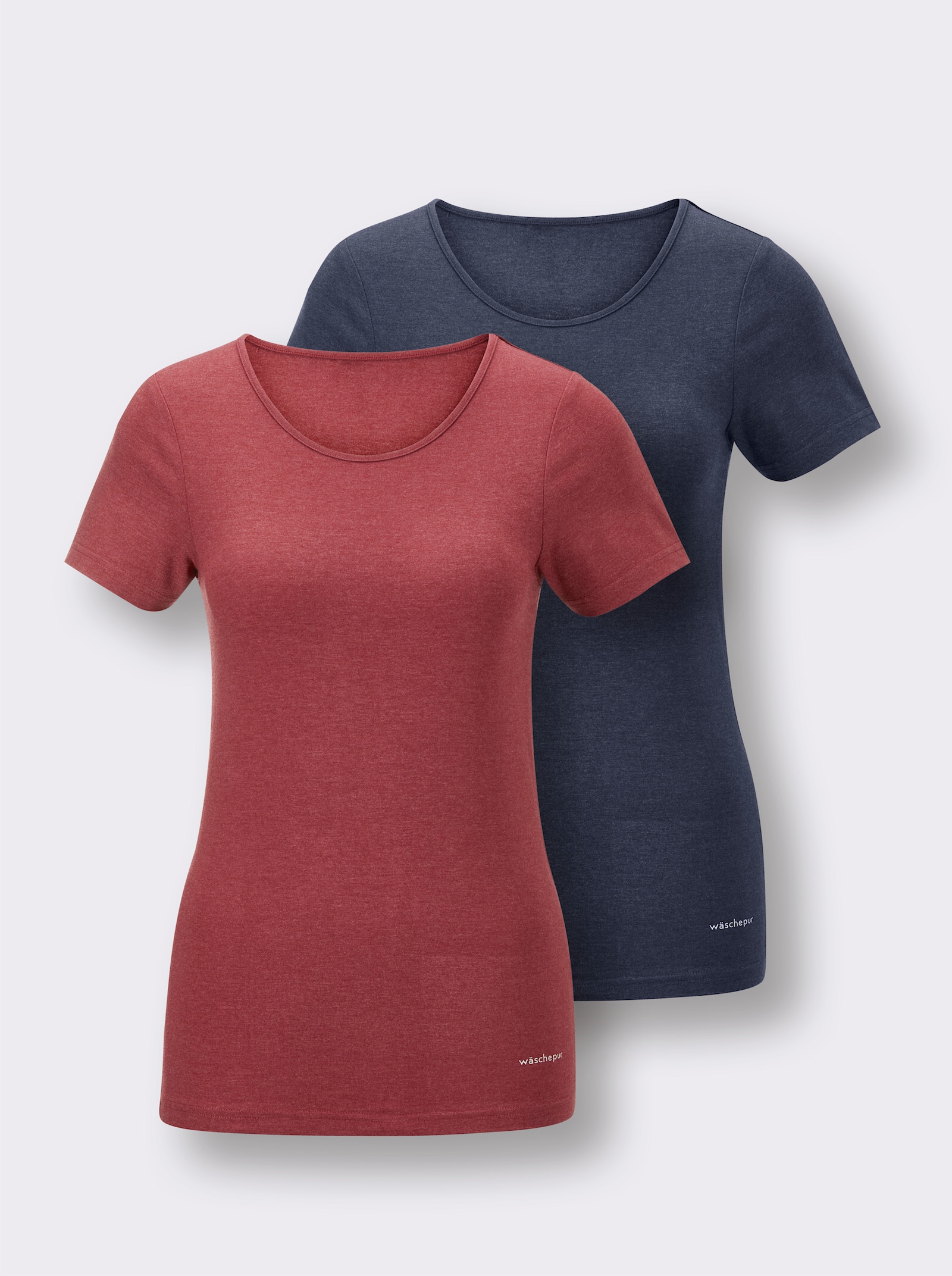 wäschepur Shirt - marine gemêleerd + donkerrood gemêleerd