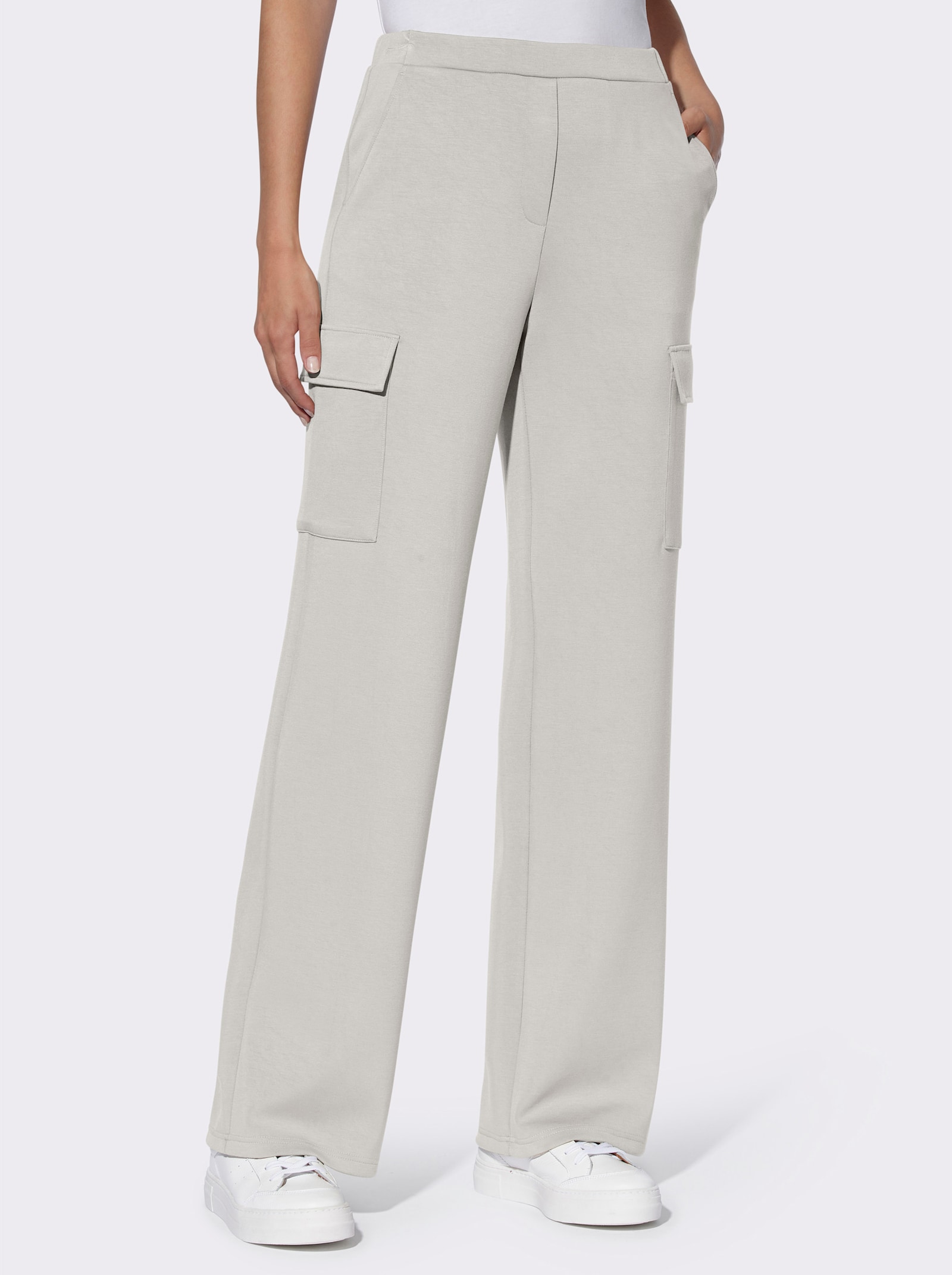 heine Jerseyhose mit Cargo-Taschen, aufgesetzt - hellgrau